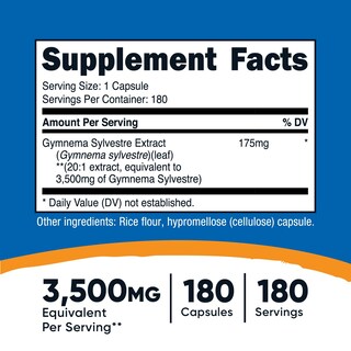 Foto 2 | Suplemento Nutricost Extracto De Gymnema Sylvestre 3500 Mg 180 Cápsulas - Venta Internacional.