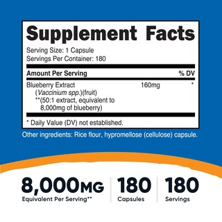 Foto 2 | Suplemento Nutricost Extracto De Arándano 8000 Mg 180 Cápsulas - Venta Internacional.