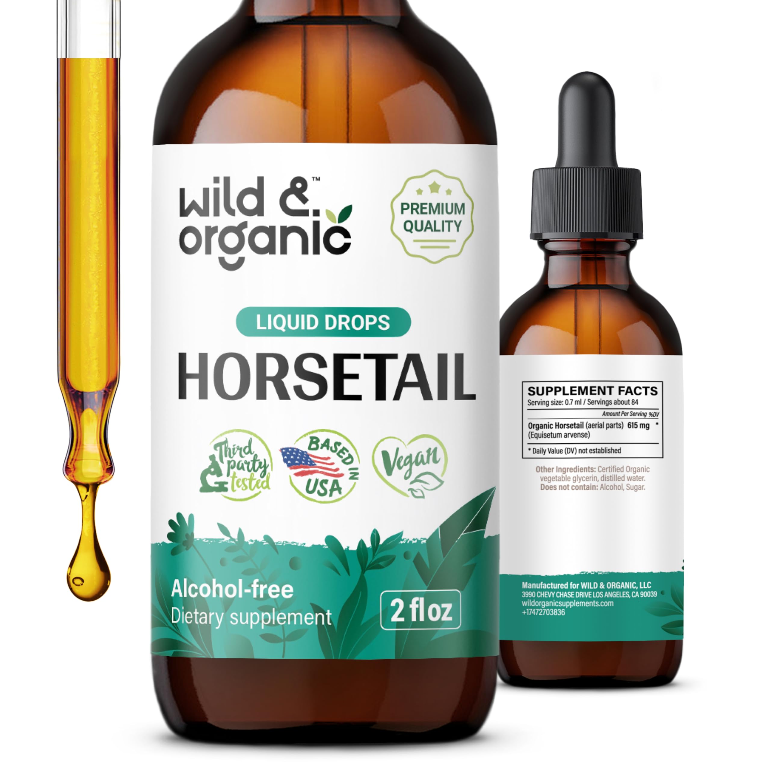 Foto 2 pulgar | Suplemento De Hierba De Cola De Caballo Silvestre Y Orgánica, 60 Ml, Para Cabello, Piel Y Uñas - Venta Internacional.