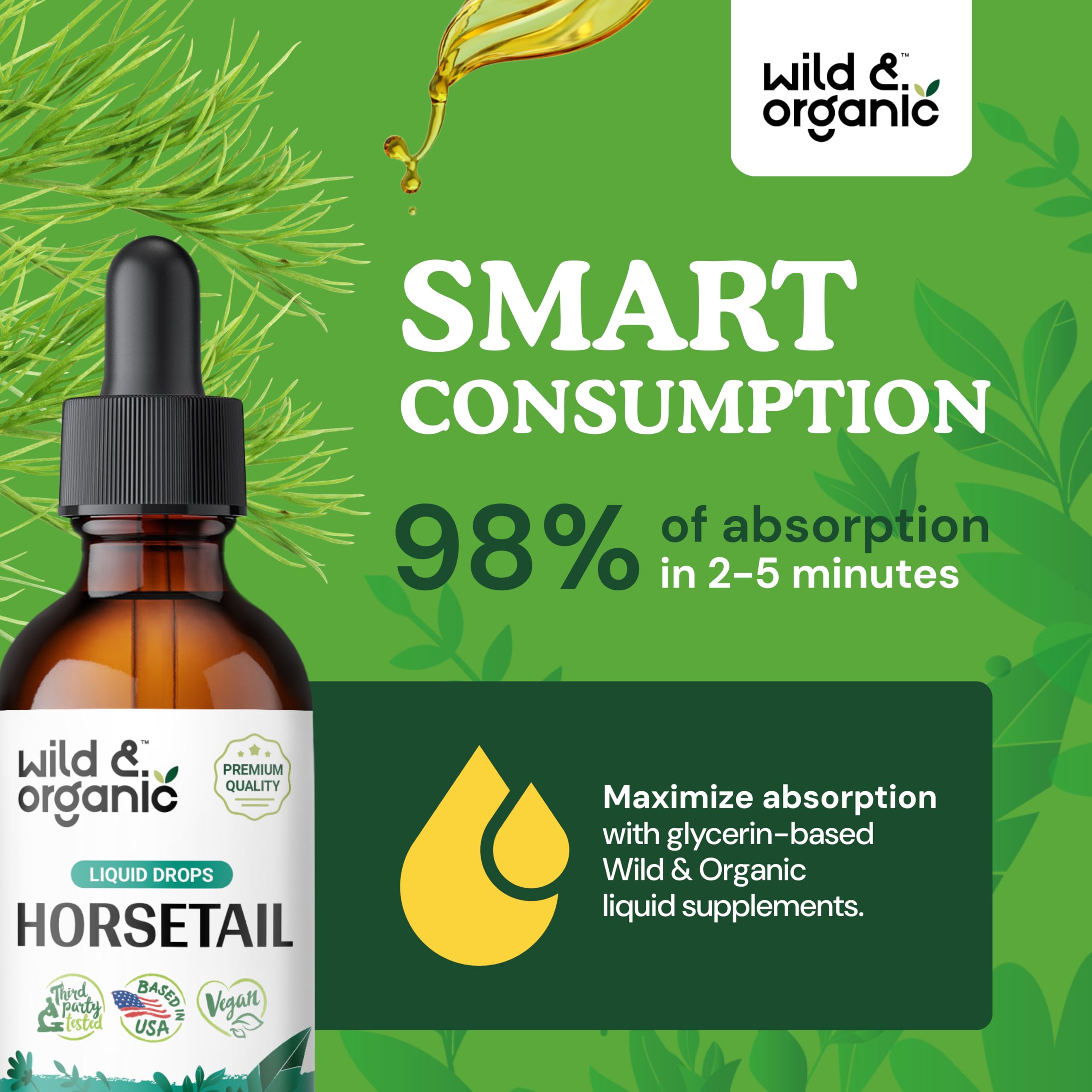 Foto 5 pulgar | Suplemento De Hierba De Cola De Caballo Silvestre Y Orgánica, 60 Ml, Para Cabello, Piel Y Uñas - Venta Internacional.