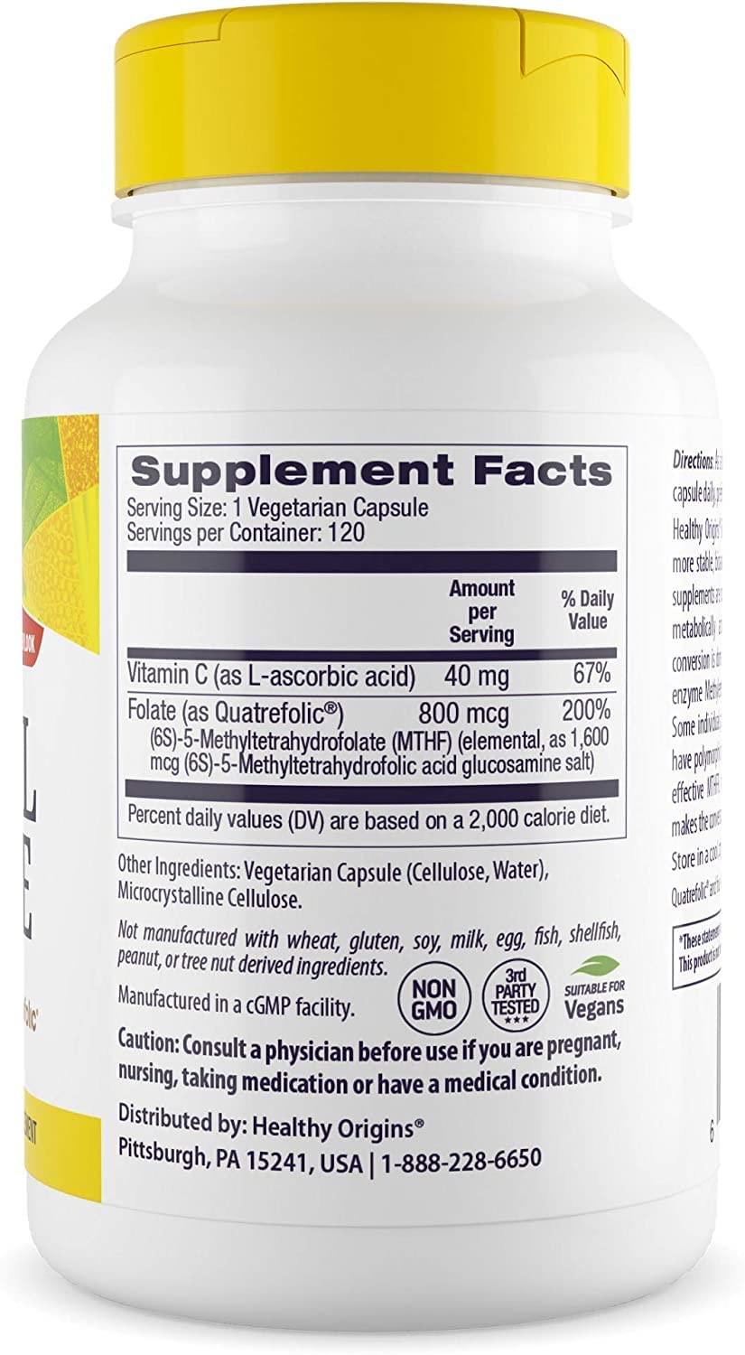 Foto 2 | Suplemento De Folato De Metilo De Healthy Origins 800 Mcg 120 Cápsulas - Venta Internacional.