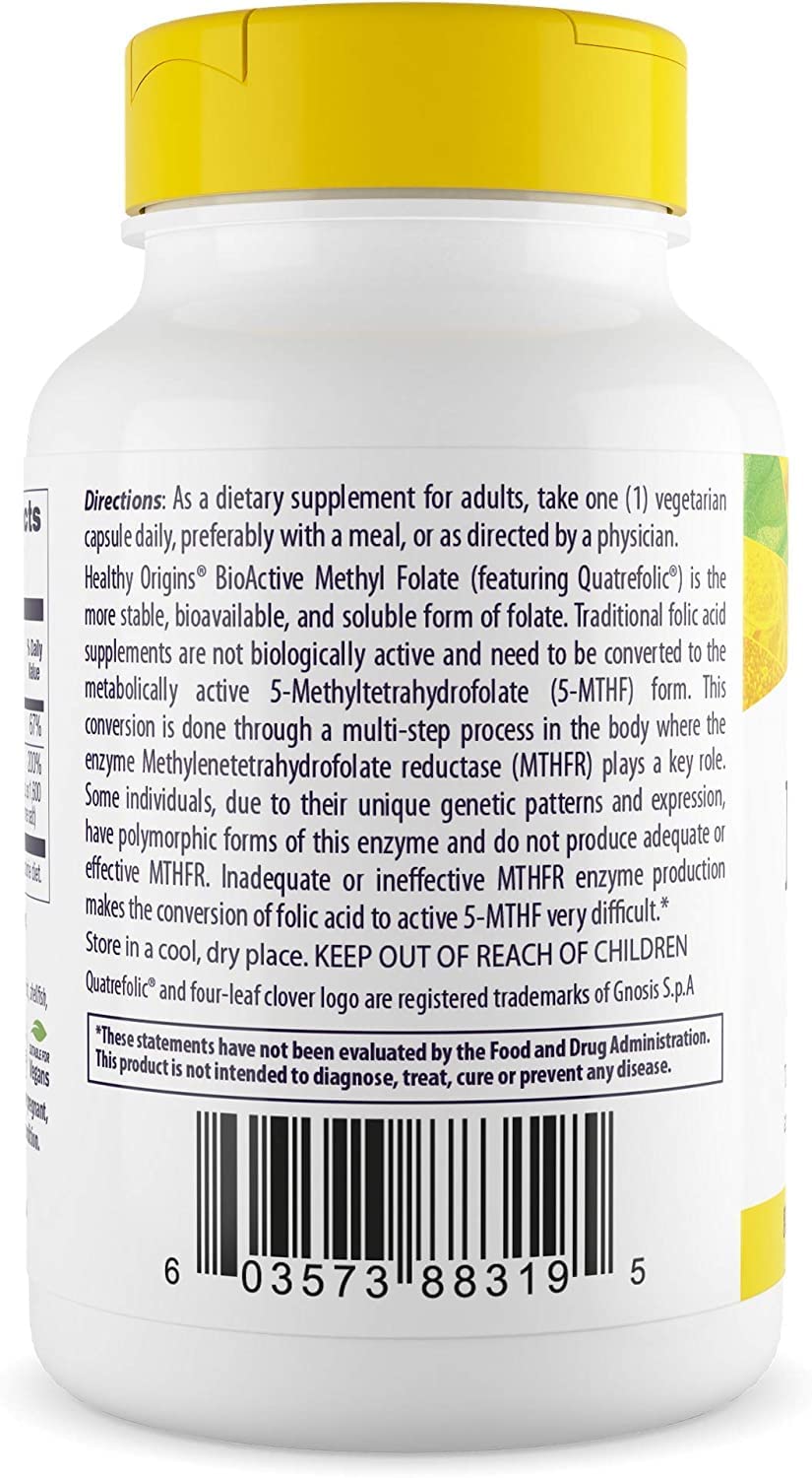Foto 3 | Suplemento De Folato De Metilo De Healthy Origins 800 Mcg 120 Cápsulas - Venta Internacional.