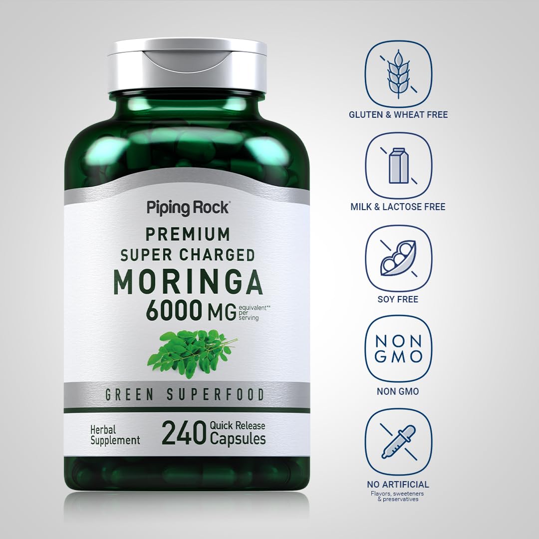 Foto 4 pulgar | Suplemento Piping Rock Moringa Oleifera, Cápsulas, 6000 Mg, 240 - Venta Internacional.