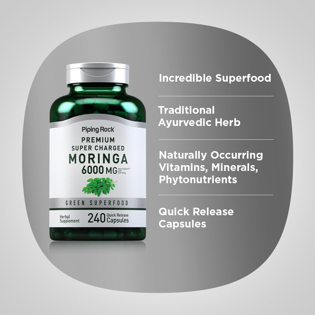 Foto 5 pulgar | Suplemento Piping Rock Moringa Oleifera, Cápsulas, 6000 Mg, 240 - Venta Internacional.