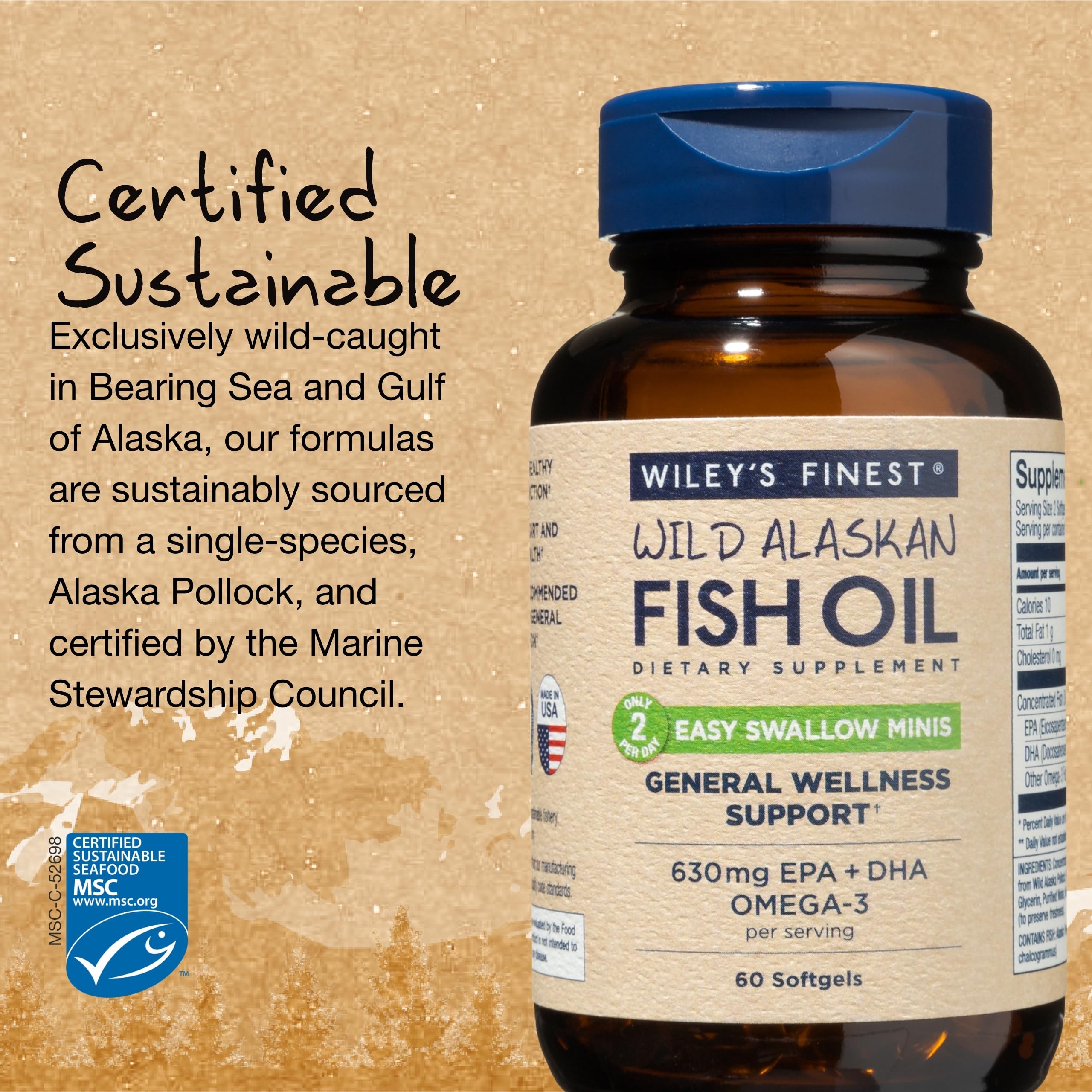 Foto 4 | Suplemento De Aceite De Pescado Wiley's Finest Wild Alaskan 60 Cápsulas Blandas - Venta Internacional.