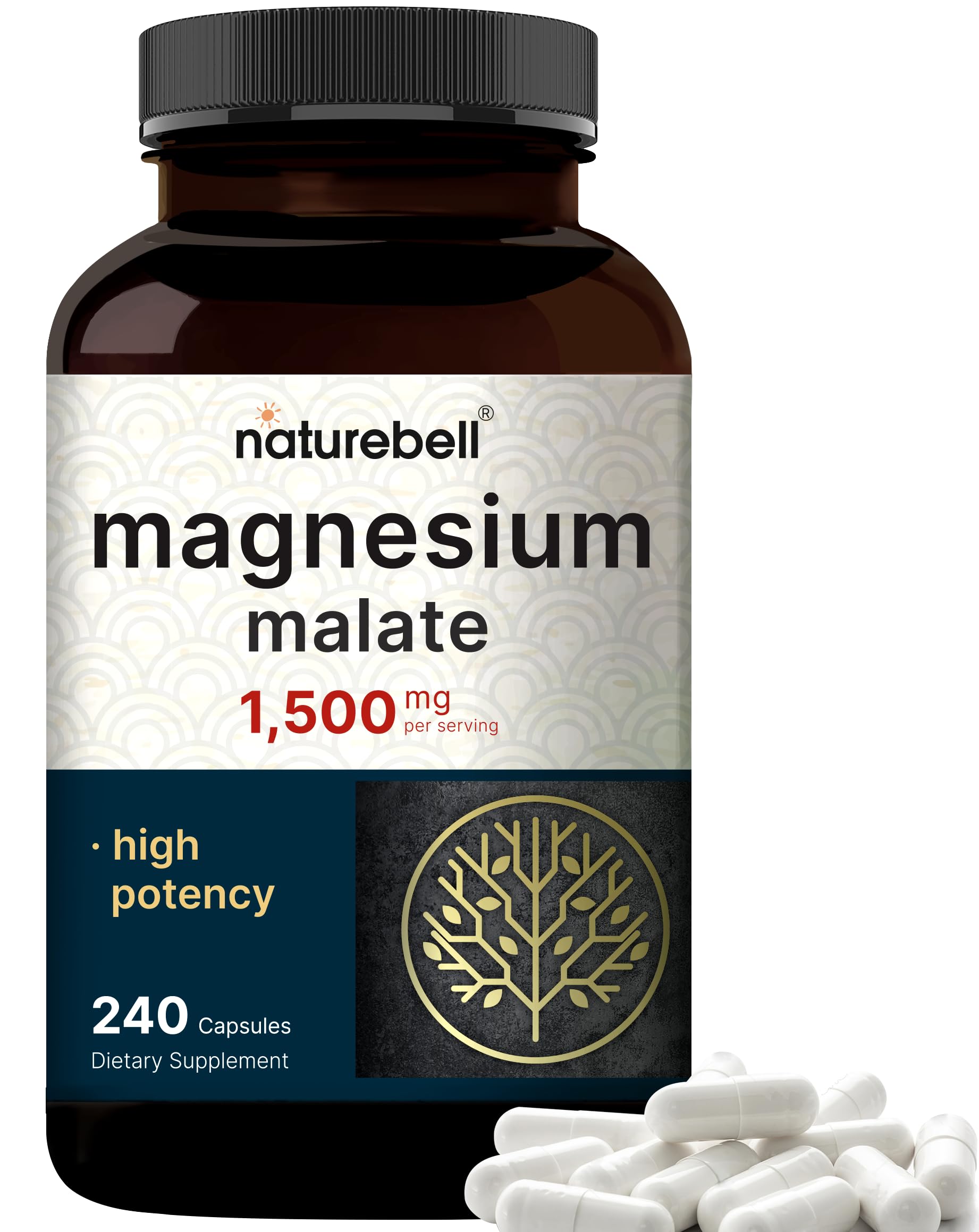 Foto 2 pulgar | Suplemento De Malato De Magnesio Naturebell 1500 Mg 240 Cápsulas - Venta Internacional.