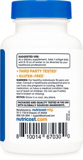 Foto 4 | Suplemento Nutricost De Zeaxantina Con Luteína, 20 Mg, 120 Cápsulas Blandas - Venta Internacional.