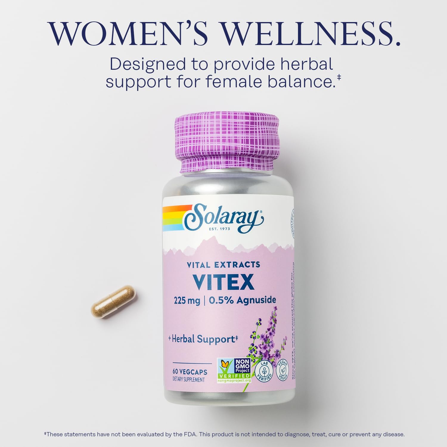 Foto 4 pulgar | Suplemento Solaray De Extracto De Bayas Vitex 225 Mg Para Mujeres, 60 Cápsulas Vegetales - Venta Internacional.