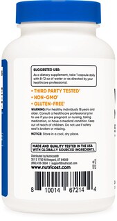 Foto 3 | Suplemento De Vitamina B12 Nutricost 5000 Mcg 240 Cápsulas - Venta Internacional.