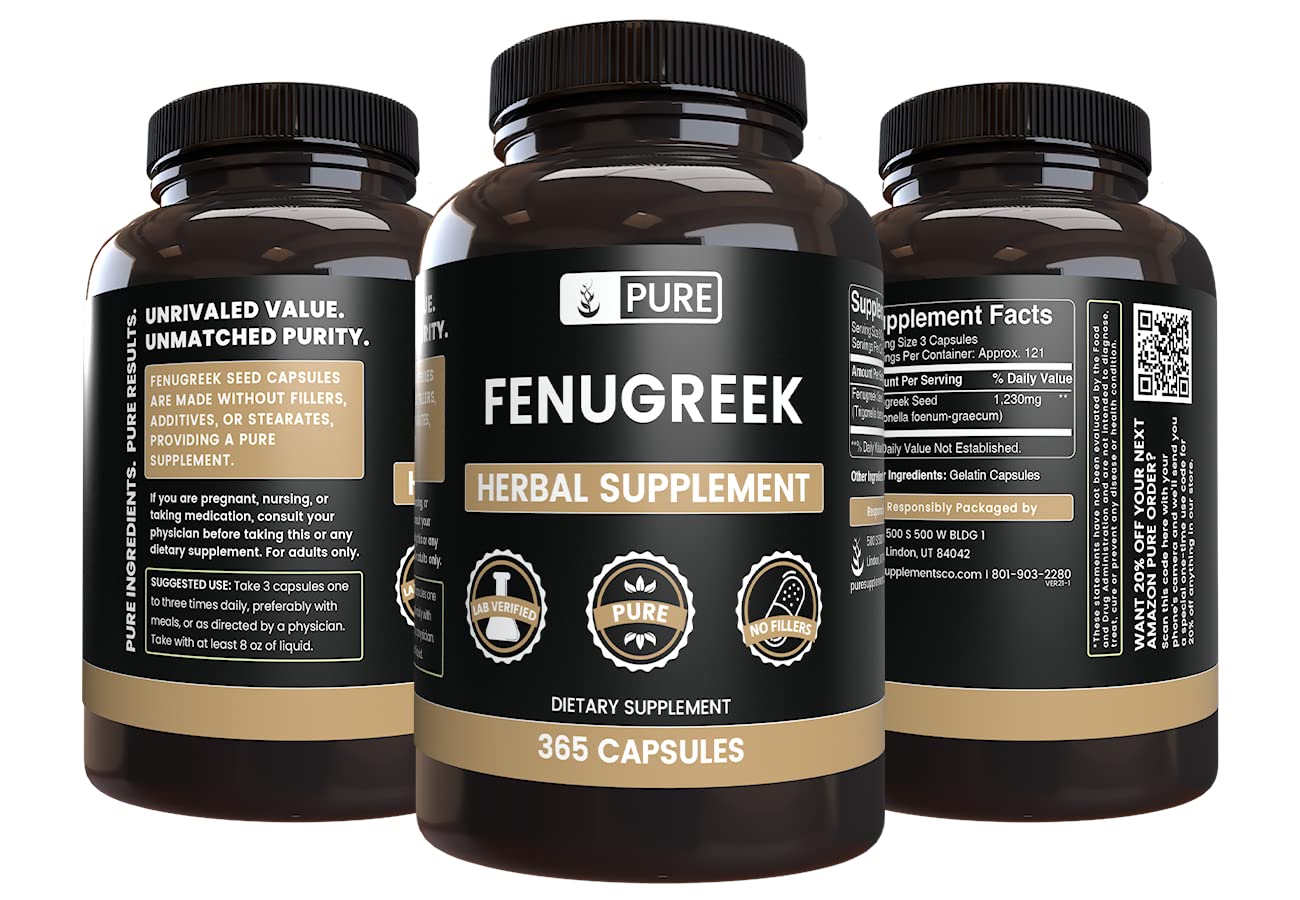 Foto 3 pulgar | Suplemento De Ingredientes Orgánicos Puros De Fenogreco 365 Cápsulas - Venta Internacional.