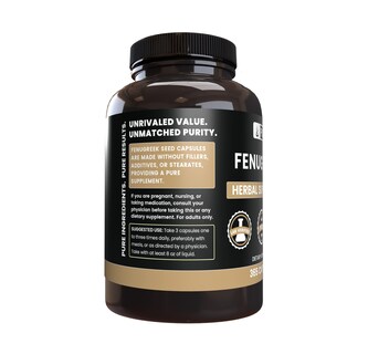 Foto 3 | Suplemento De Ingredientes Orgánicos Puros De Fenogreco 365 Cápsulas - Venta Internacional.