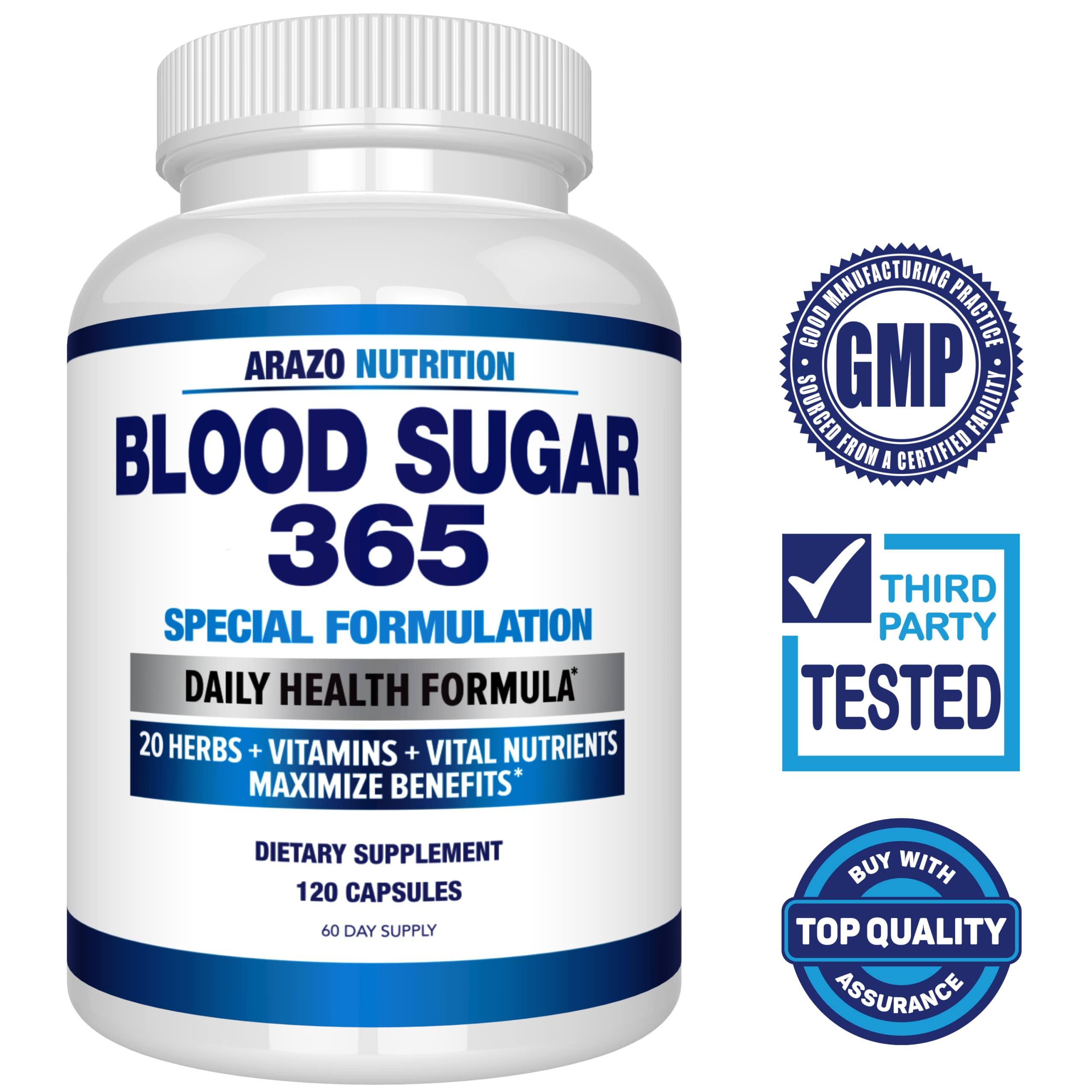 Foto 3 pulgar | Suplemento Arazo Nutrition Blood Sugar 365 120 Píldoras - Venta Internacional.