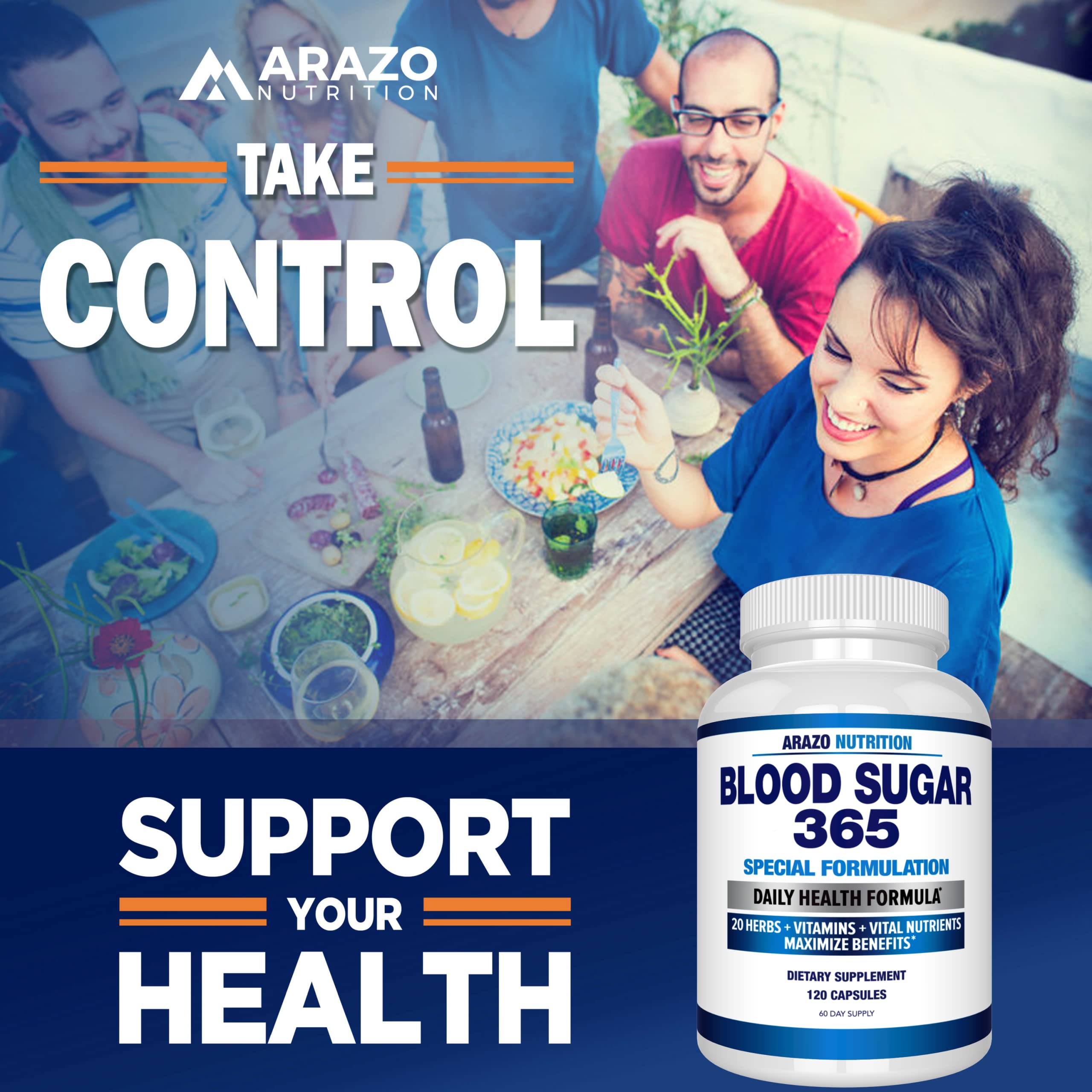 Foto 6 pulgar | Suplemento Arazo Nutrition Blood Sugar 365 120 Píldoras - Venta Internacional.