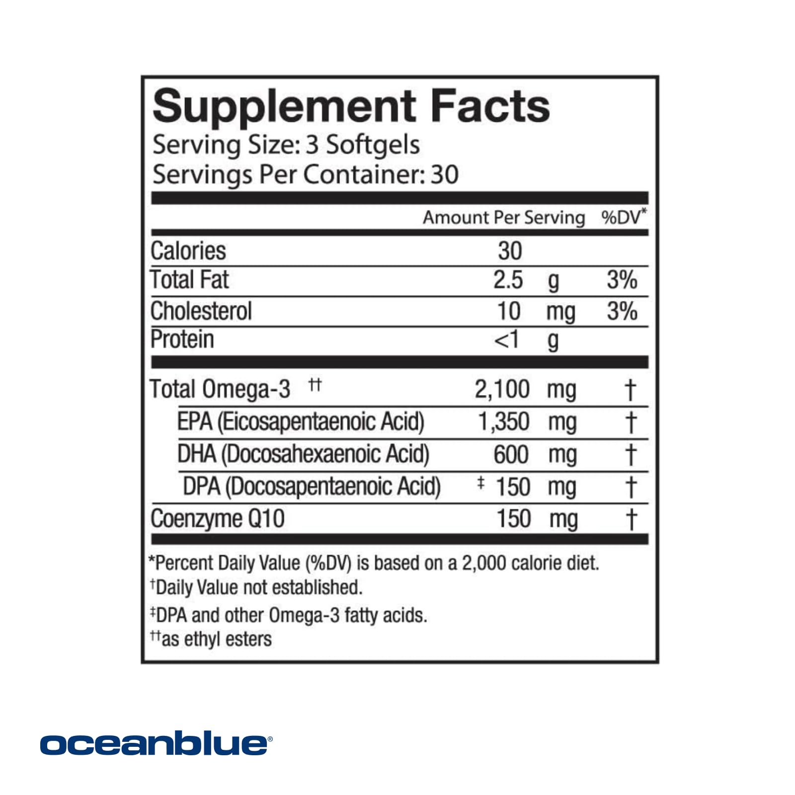 Foto 3 pulgar | Complemente Oceanblue Omega-3 2100 Con Coq10 90 Tabletas - Venta Internacional.