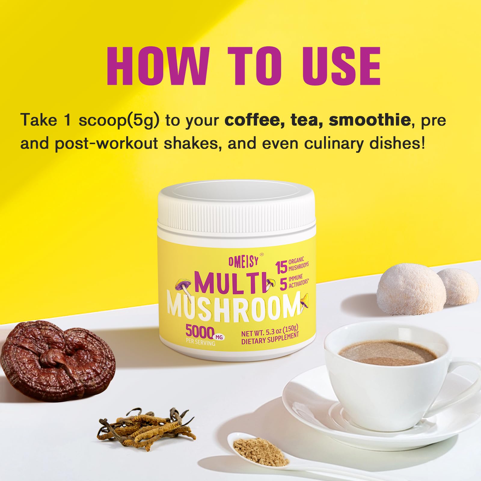 Foto 6 | Suplemento Dmeisy Mushroom Powder 5000 Mg 20 En 1 150 Ml - Venta Internacional.