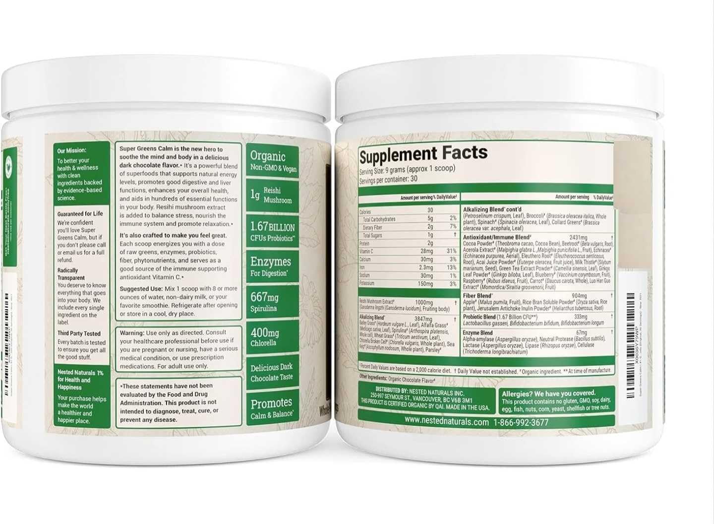 Foto 7 pulgar | Superalimento En Polvo Nested Naturals Super Greens, 30 G - Venta Internacional.