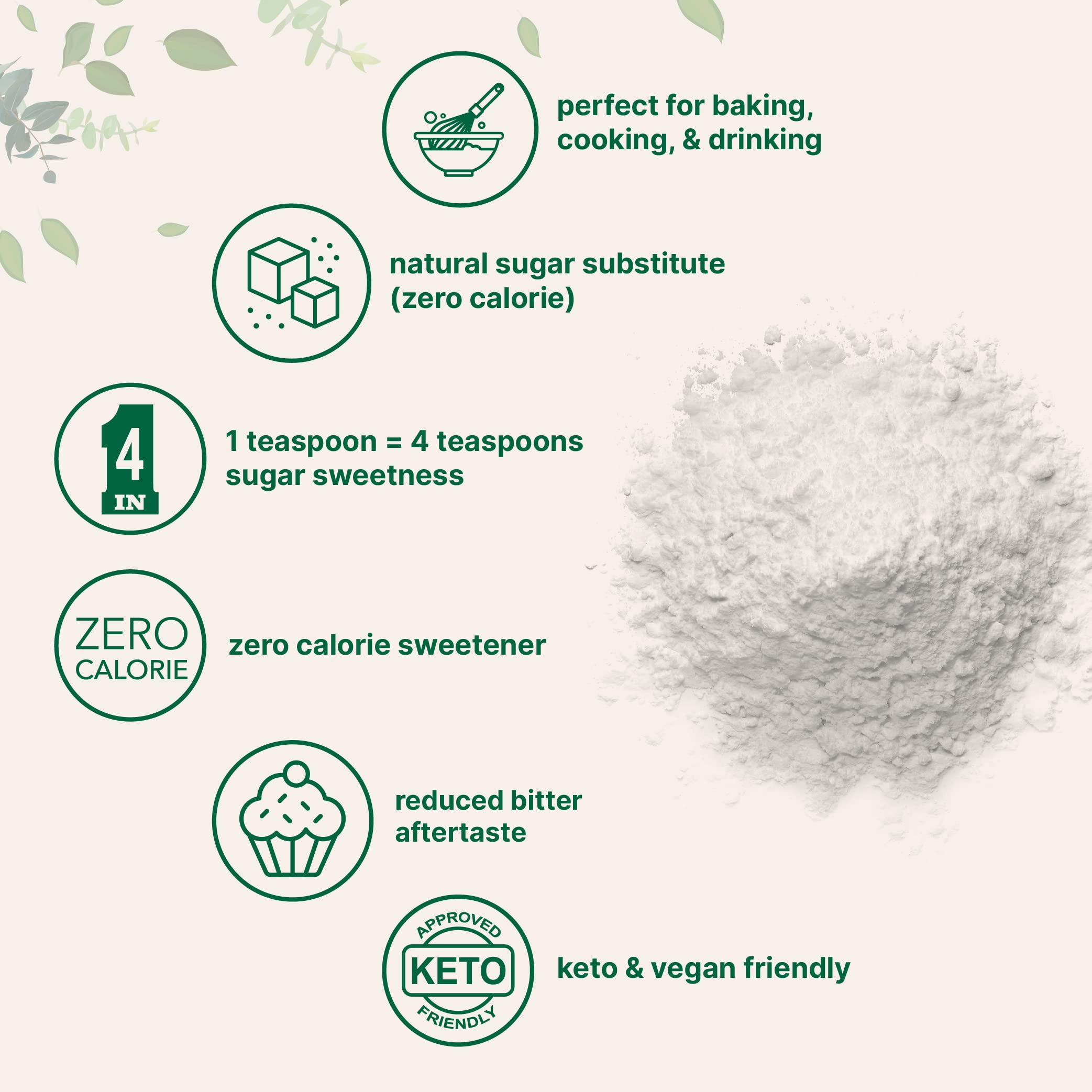 Foto 4 pulgar | Edulcorante En Polvo Stevia Con Eritritol De Origen Vegetal 1.8 Kg Keto - Venta Internacional.
