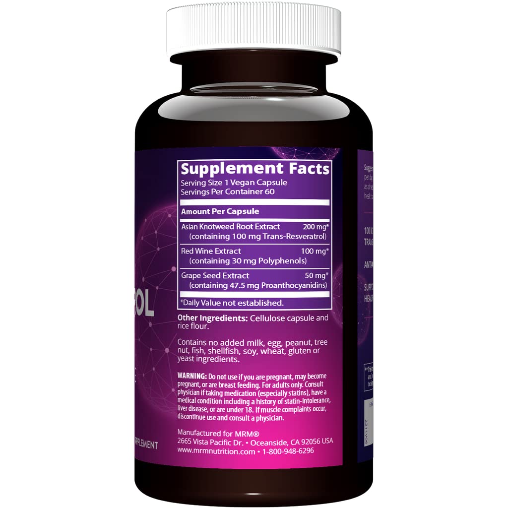 Foto 3 pulgar | Suplemento Mrm Nutrition Resveratrol 100 Mg Antioxidante 60 Dosis - Venta Internacional.