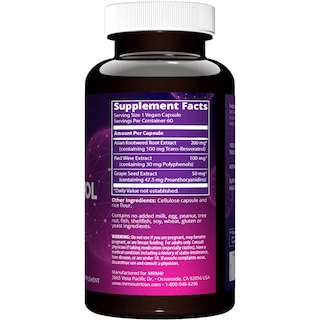 Foto 2 | Suplemento Mrm Nutrition Resveratrol 100 Mg Antioxidante 60 Dosis - Venta Internacional.