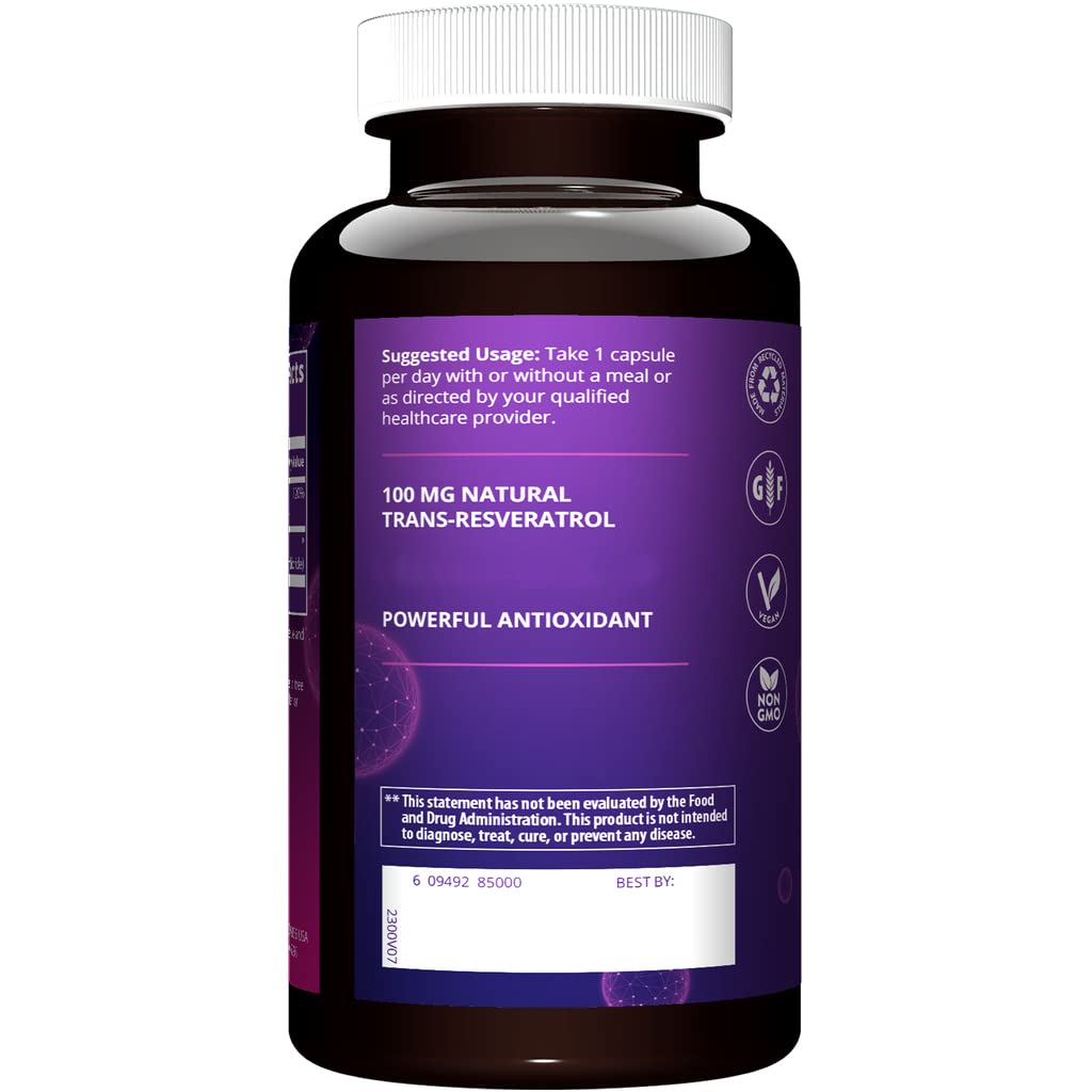 Foto 4 pulgar | Suplemento Mrm Nutrition Resveratrol 100 Mg Antioxidante 60 Dosis - Venta Internacional.