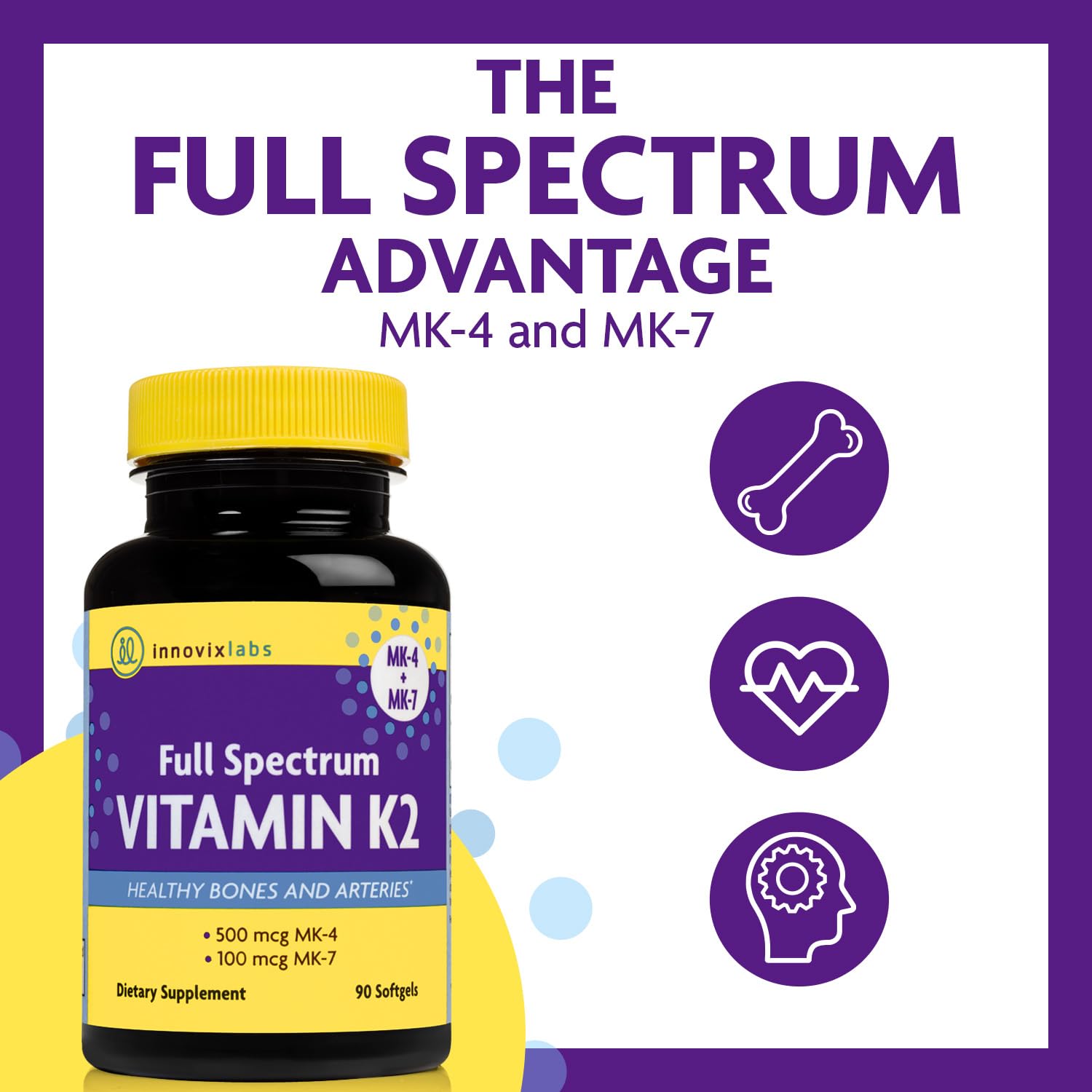 Foto 2 | Suplemento de Vitamina K2 Innovixlabs Full Spectrum 90 Cápsulas - Venta Internacional