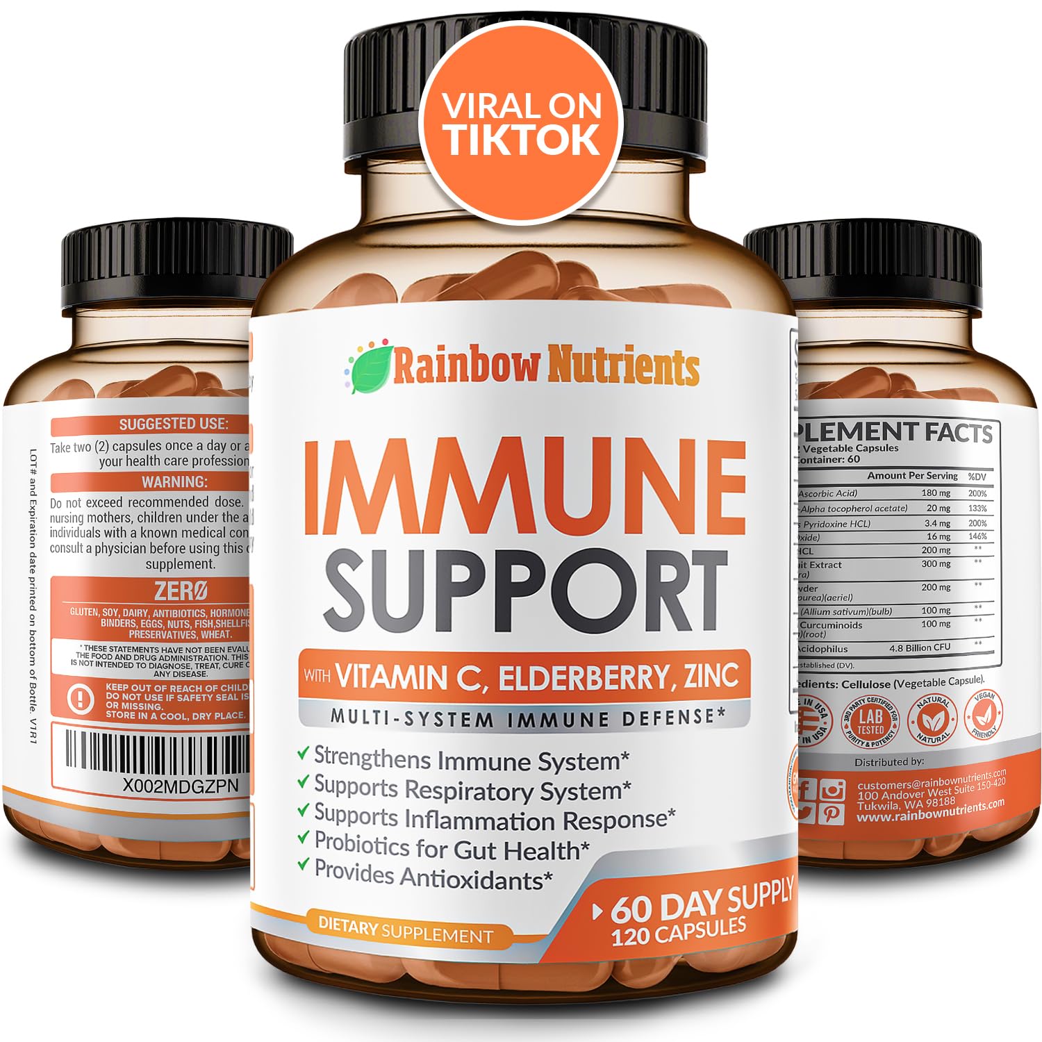 Foto 1 | Complementa El Apoyo Inmunológico 10 En 1 De Rainbow Nutrients - Venta Internacional.