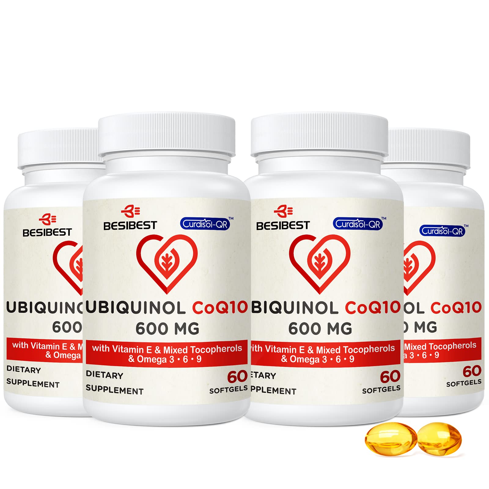 Suplemento De Gel Blando Besibest Ubiquinol Coq10 De 600 Mg Con Vitamina - Venta Internacional.