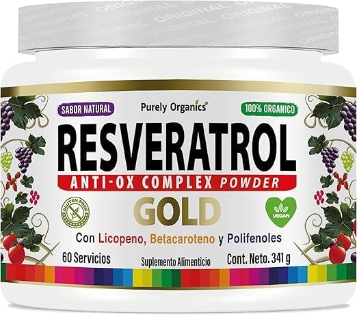 Foto 2 pulgar | Resveratrol Gold Polvo Suplemento Antioxidante 1340mg 60 Servicios Purely Organics