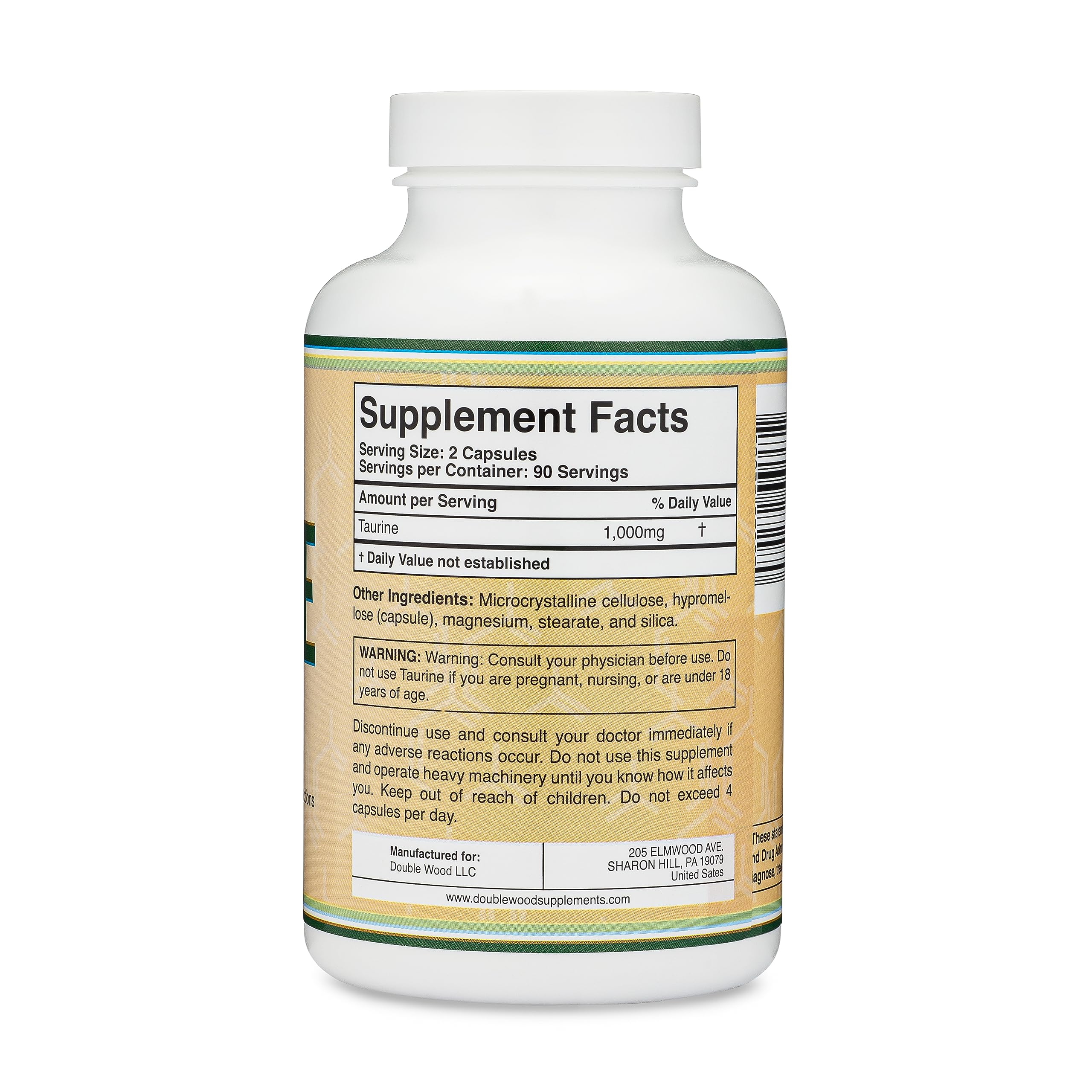 Foto 3 pulgar | Suplemento Double Wood Taurine 1000 Mg 180 Cápsulas - Venta Internacional.