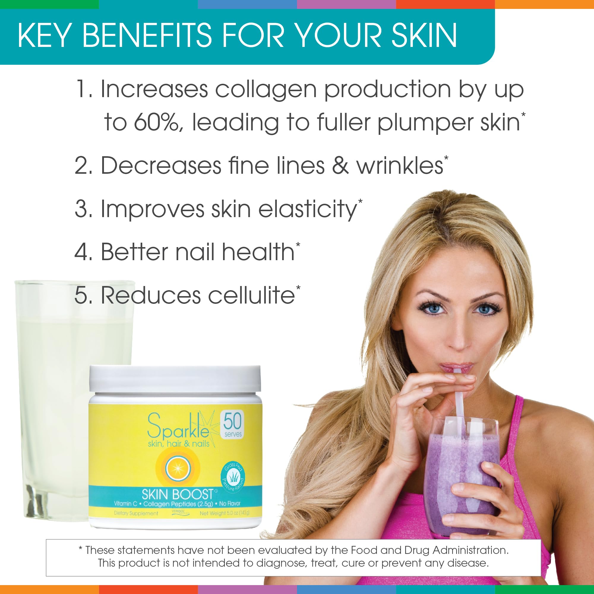 Foto 7 pulgar | Suplemento Sparkle Collagen Verisol Skin Boost, 50 Porciones - Venta Internacional.