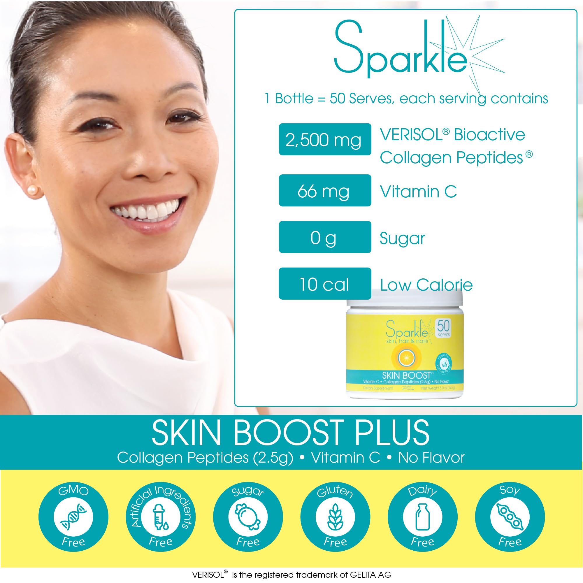 Foto 8 pulgar | Suplemento Sparkle Collagen Verisol Skin Boost, 50 Porciones - Venta Internacional.