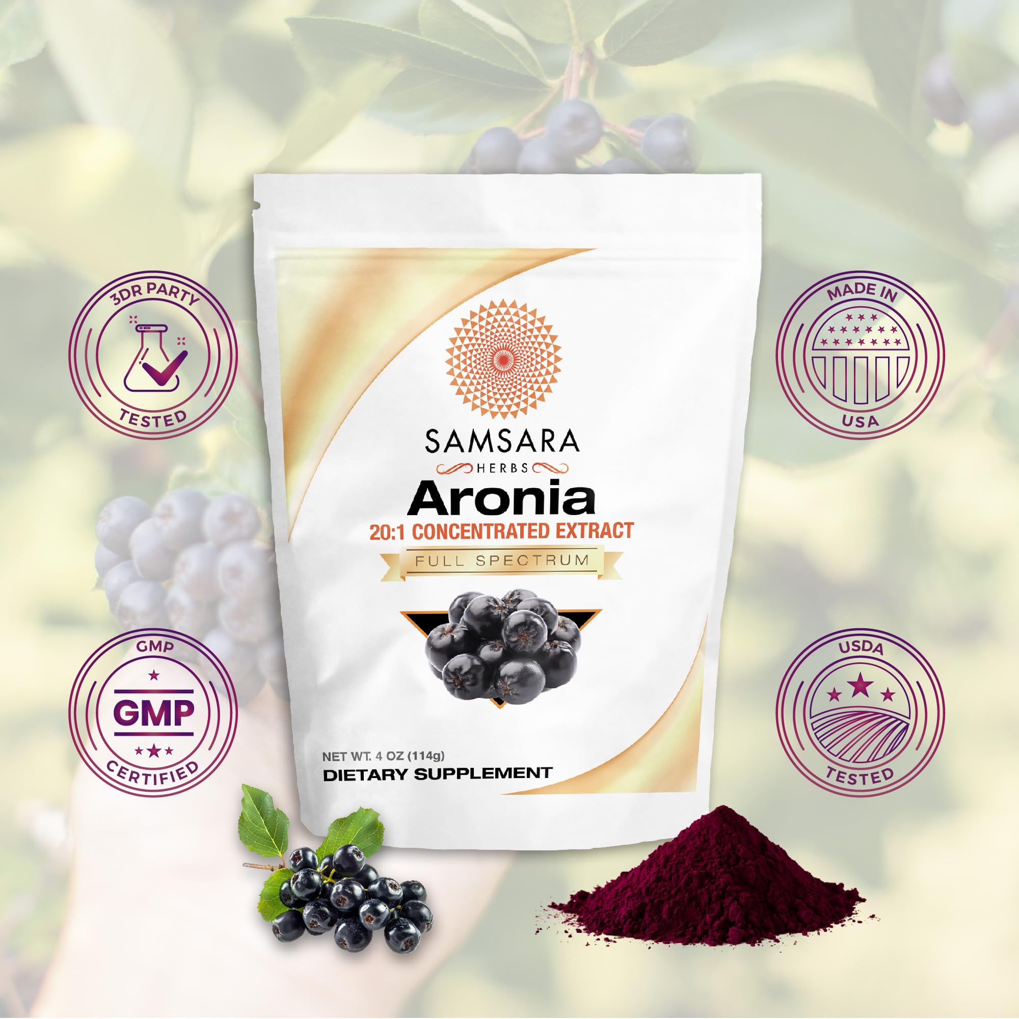 Foto 2 | Suplemento Samsara Herbs Extracto De Aronia Berry 20:1 En Polvo 114 G - Venta Internacional.