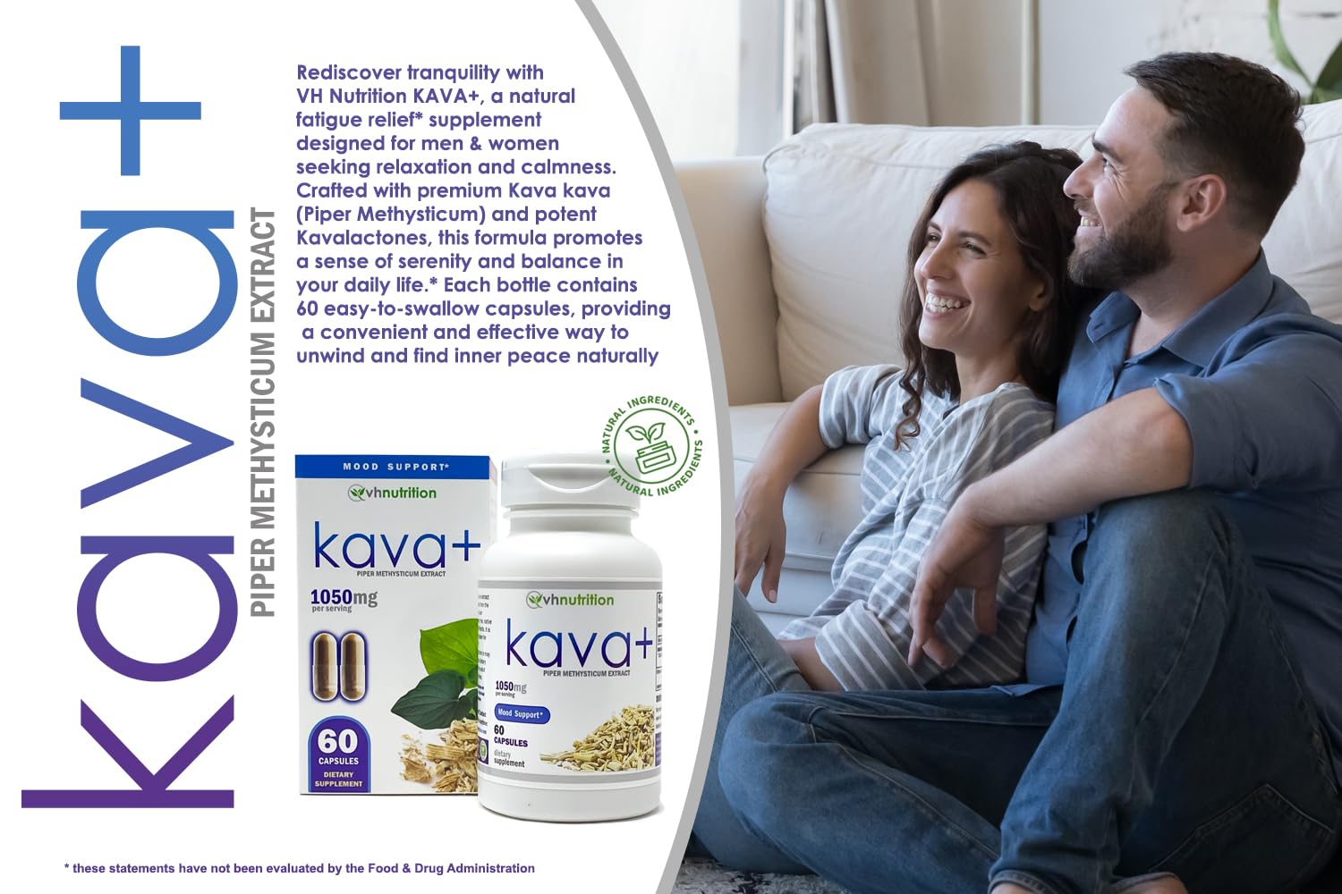 Foto 4 pulgar | Suplemento Vh Nutrition Kava+, Cápsulas De Kava Kava, 1050 Mg - Venta Internacional.