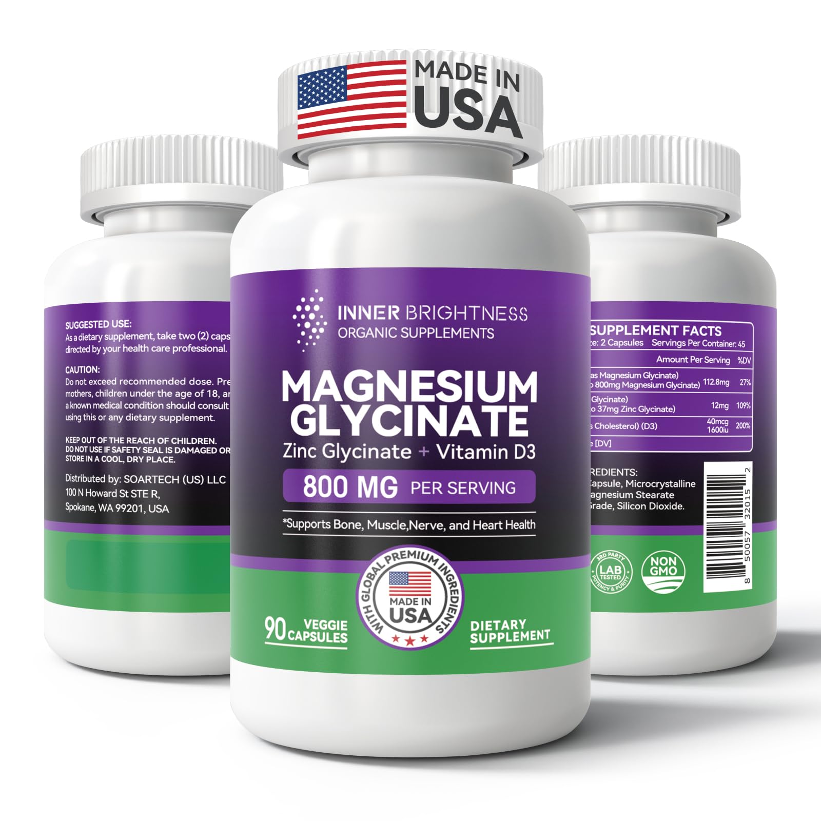 Foto 2 pulgar | Suplemento De Magnesio Inner Brightness Con Zinc Y Vitamina D3 - Venta Internacional.