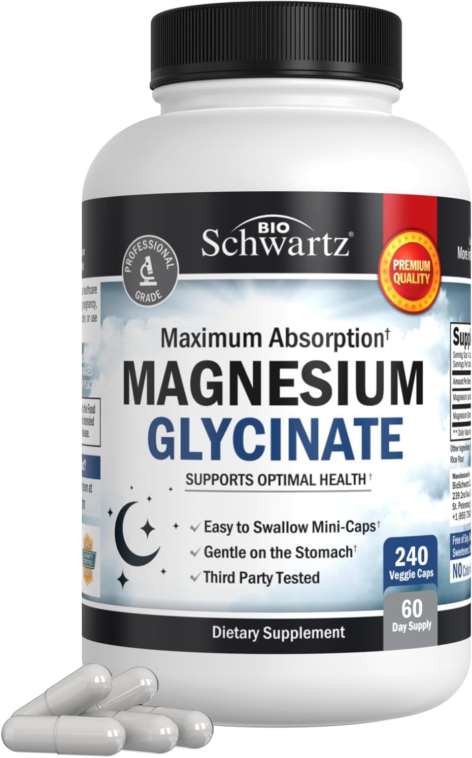Foto 2 pulgar | Cápsulas de Glicinato de Magnesio BioSchwartz 500 mg 240 Cápsulas - Venta Internacional