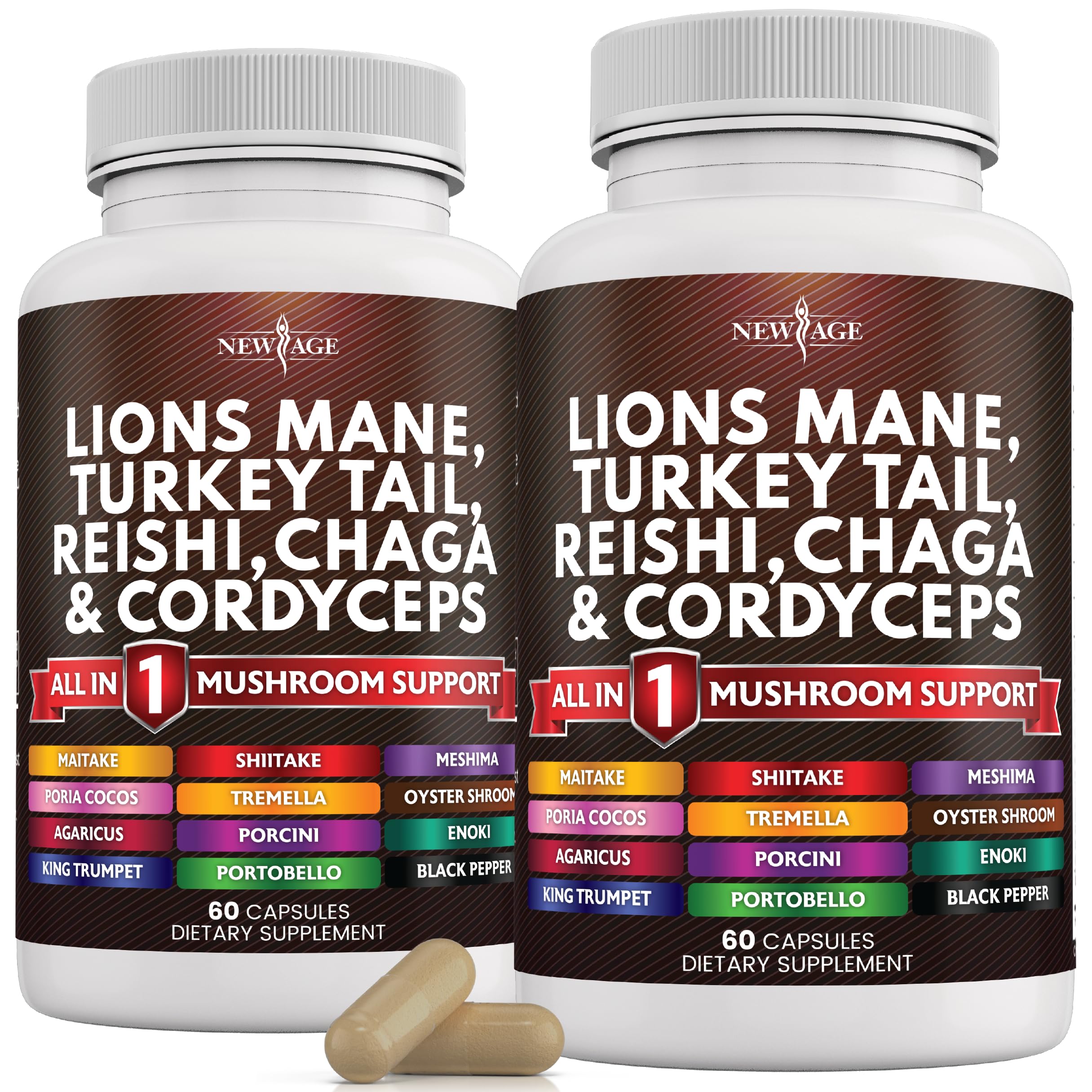 Foto 2 pulgar | Suplemento New Age Lions Mane 3000 Mg Con 2000 Mg De Cola De Pavo - Venta Internacional.