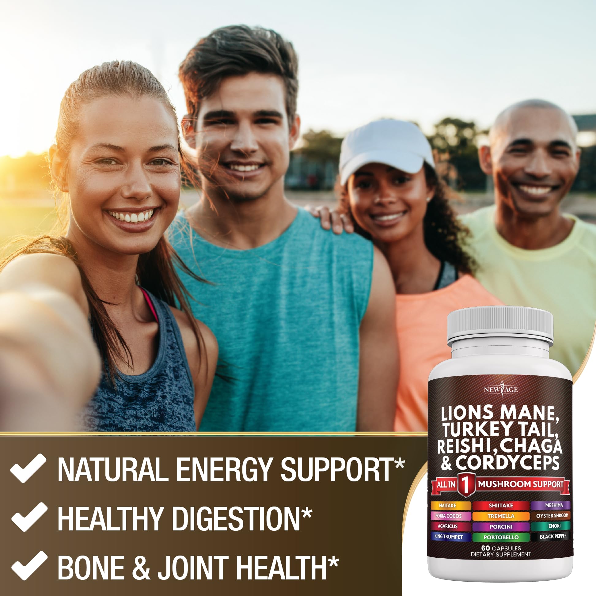 Foto 6 pulgar | Suplemento New Age Lions Mane 3000 Mg Con 2000 Mg De Cola De Pavo - Venta Internacional.