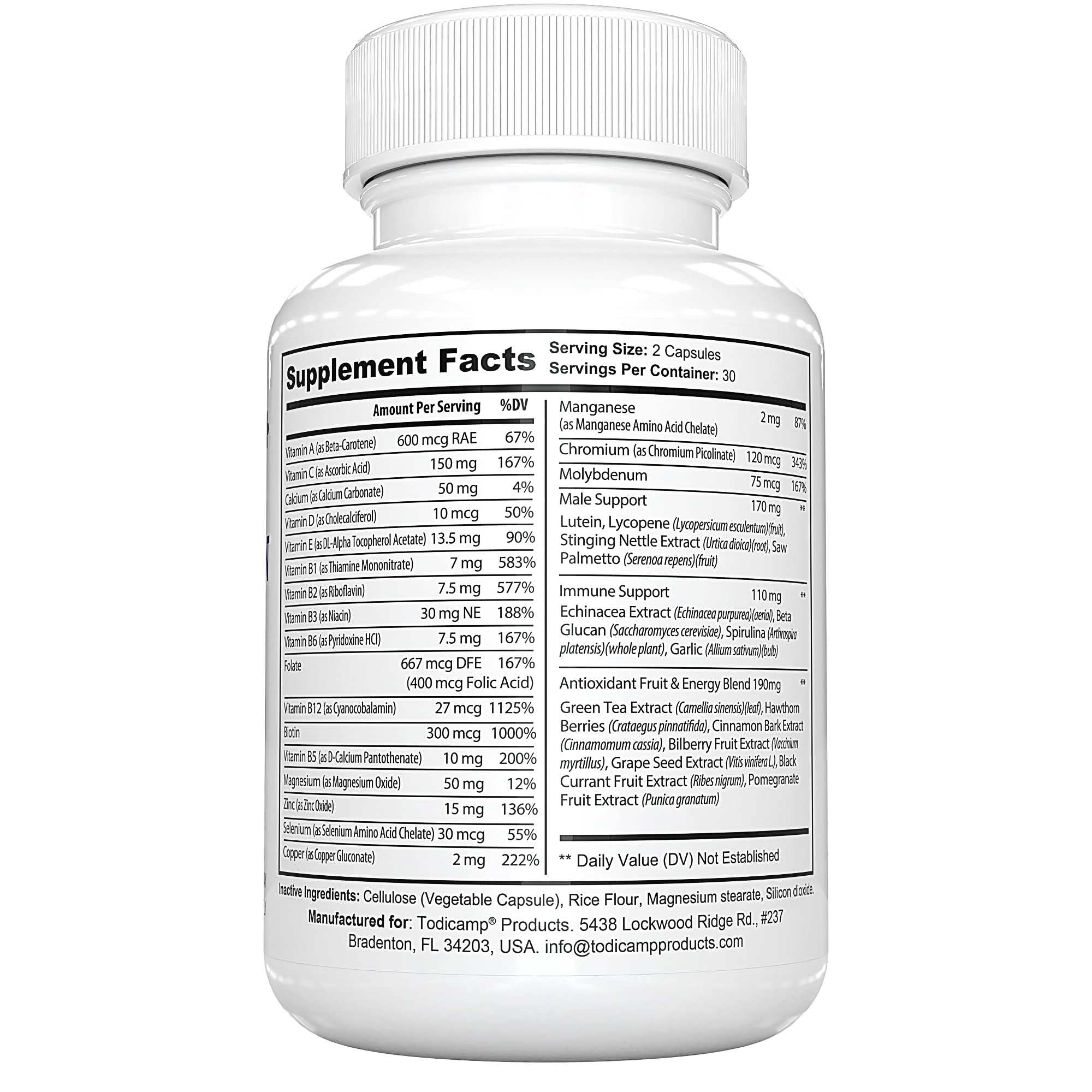 Foto 3 pulgar | Multivitamínico Todicamp Para Hombre Con Extractos De Plantas 60 Cápsulas - Venta Internacional.