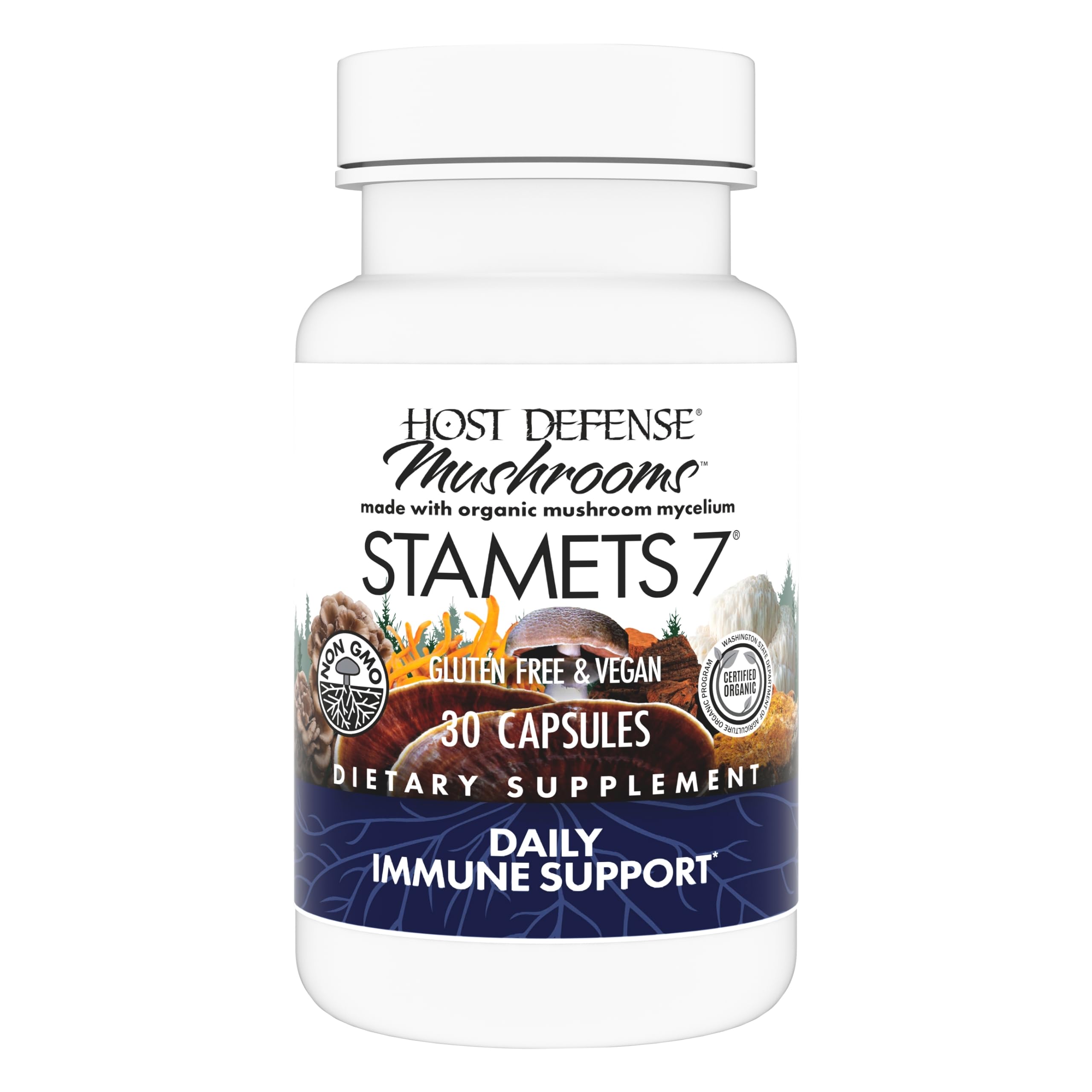 Suplemento Host Defense Stamets, 7 Cápsulas, Apoyo Inmunológico - Venta Internacional.