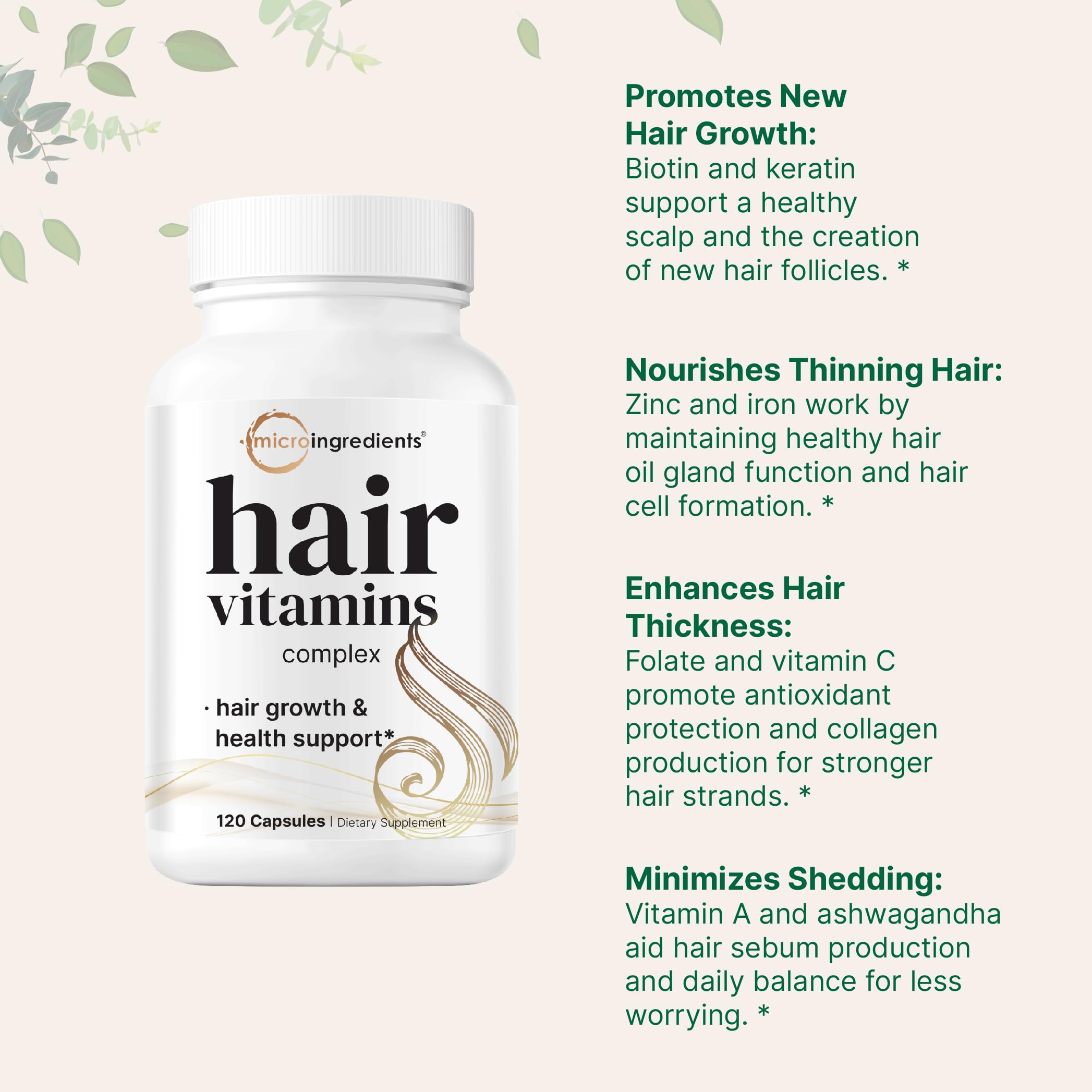 Foto 6 pulgar | Complejo De Vitaminas Para El Crecimiento Del Cabello Con Microingredientes, 120 Cápsulas - Venta Internacional.