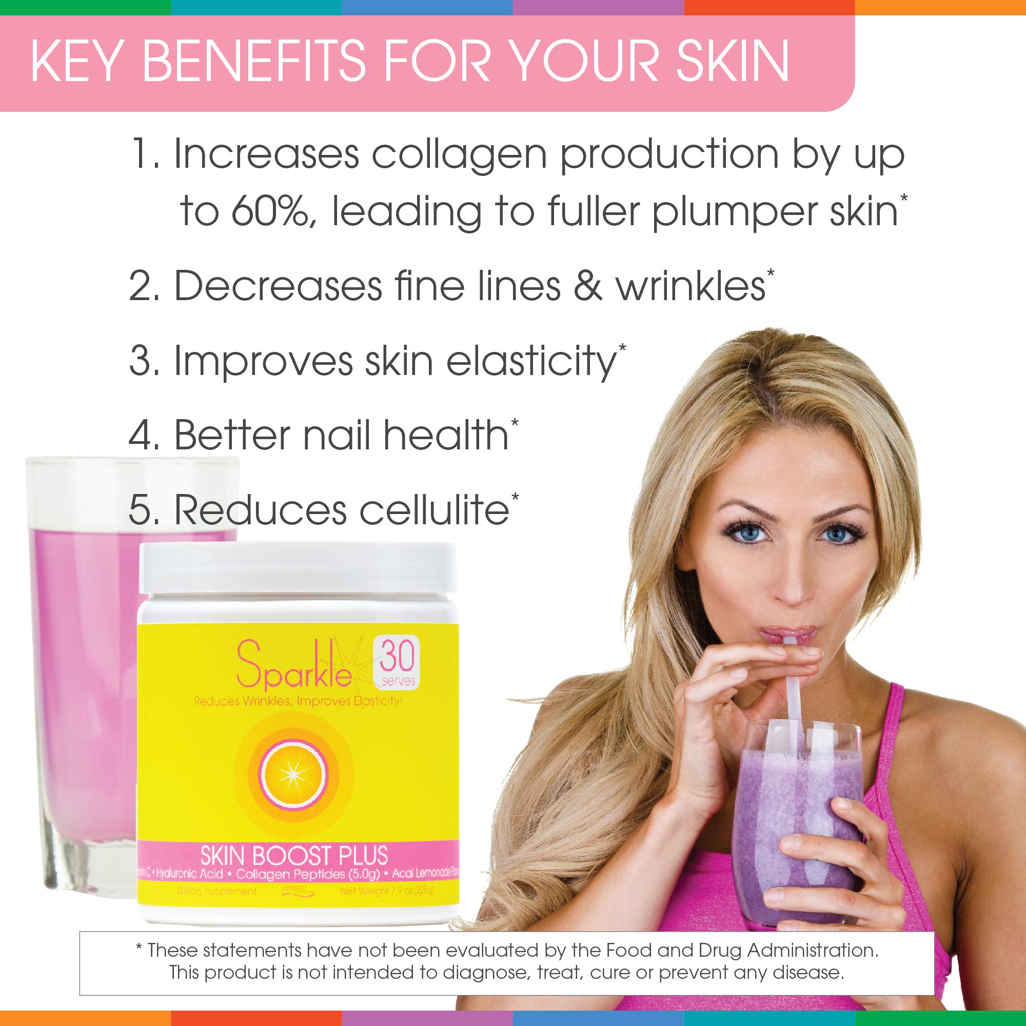Foto 6 pulgar | Colágeno En Polvo Sparkle Skin Boost Plus Acai Lemonade 30 Unidades - Venta Internacional.