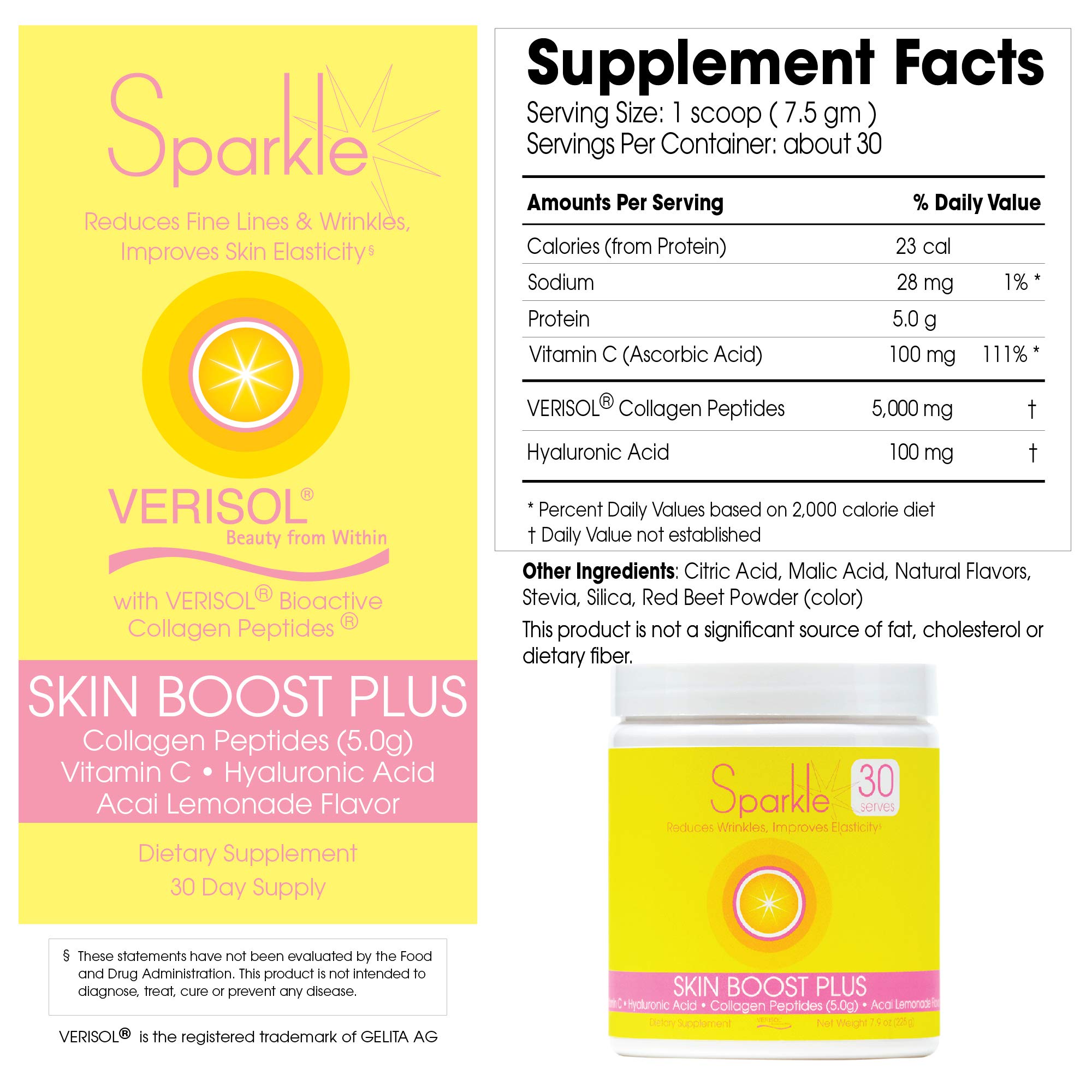 Foto 8 pulgar | Colágeno En Polvo Sparkle Skin Boost Plus Acai Lemonade 30 Unidades - Venta Internacional.