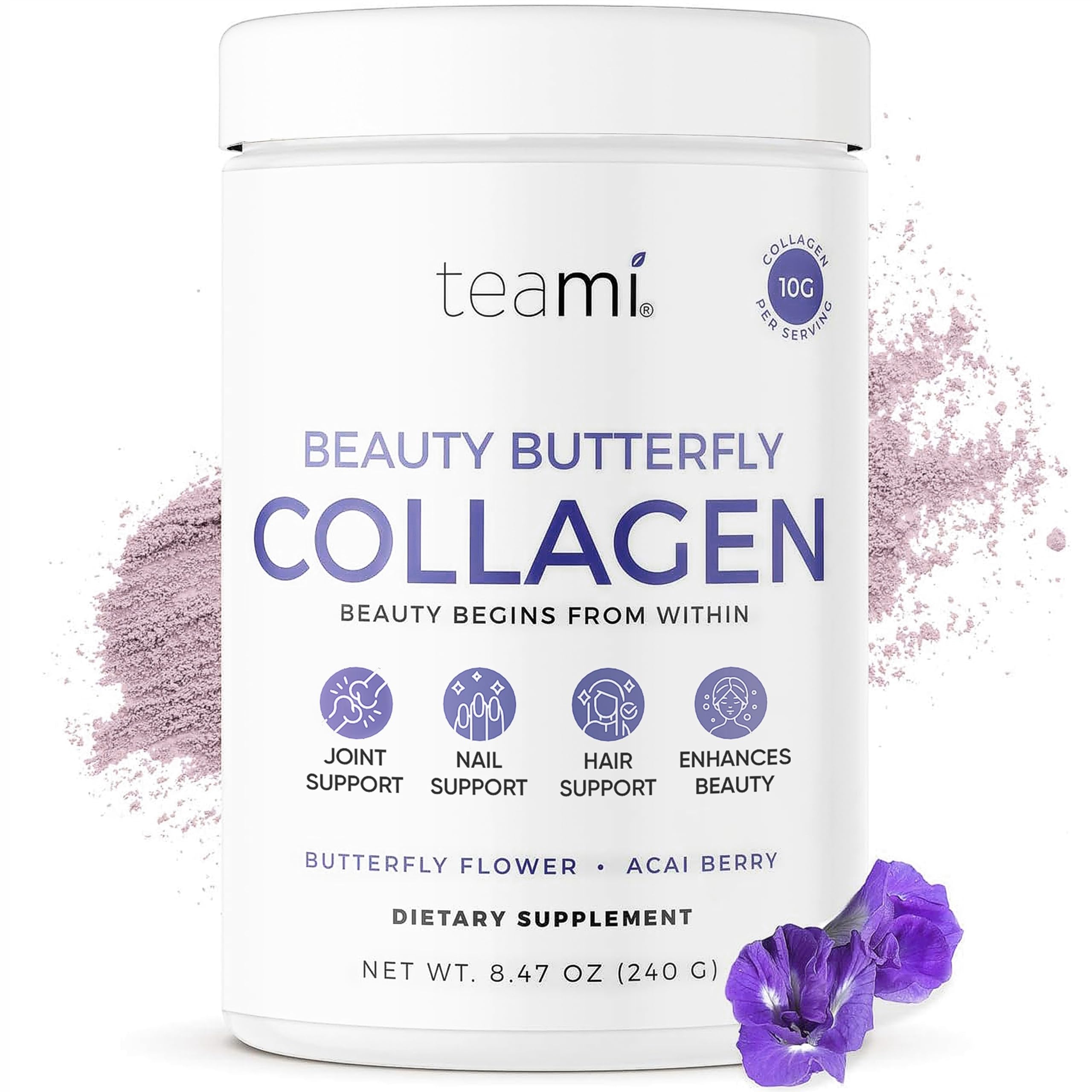 Foto 2 pulgar | Colágeno En Polvo Teami Beauty Butterfly Marine Peptides - Venta Internacional.