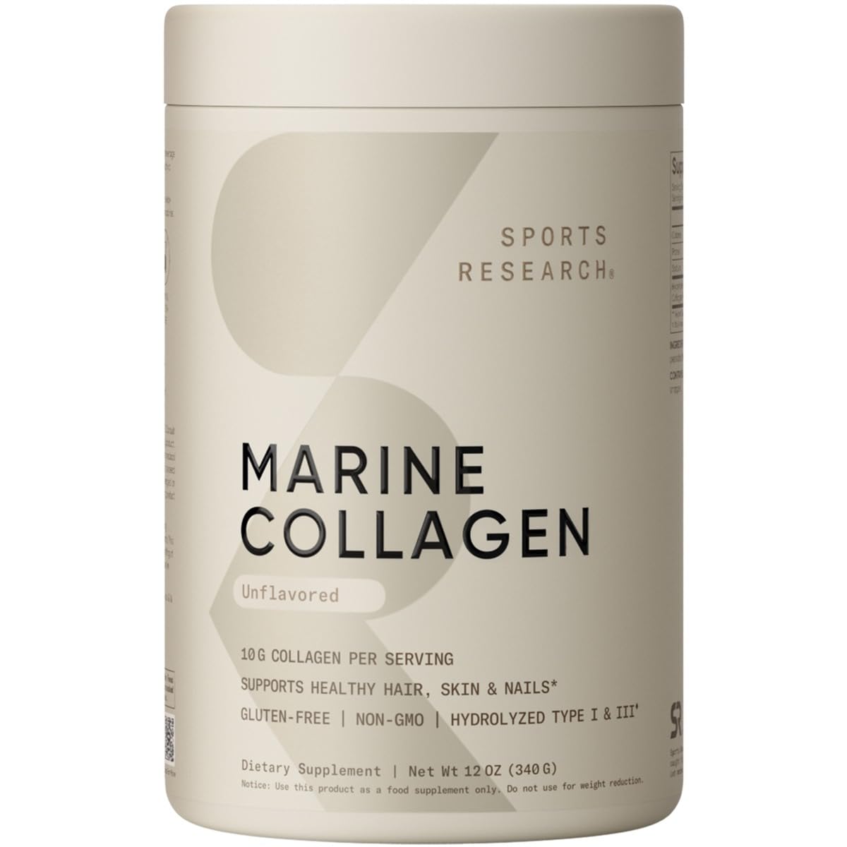 Foto 2 pulgar | Péptidos De Colágeno En Polvo Sports Research Marine 340 Ml - Venta Internacional.