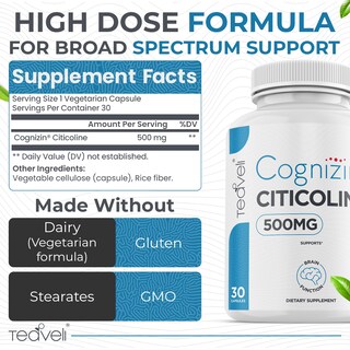 Foto 2 | Suplemento Teaveli Cognizin Citicolina 500 Mg Para Brain 30 Serv - Venta Internacional.
