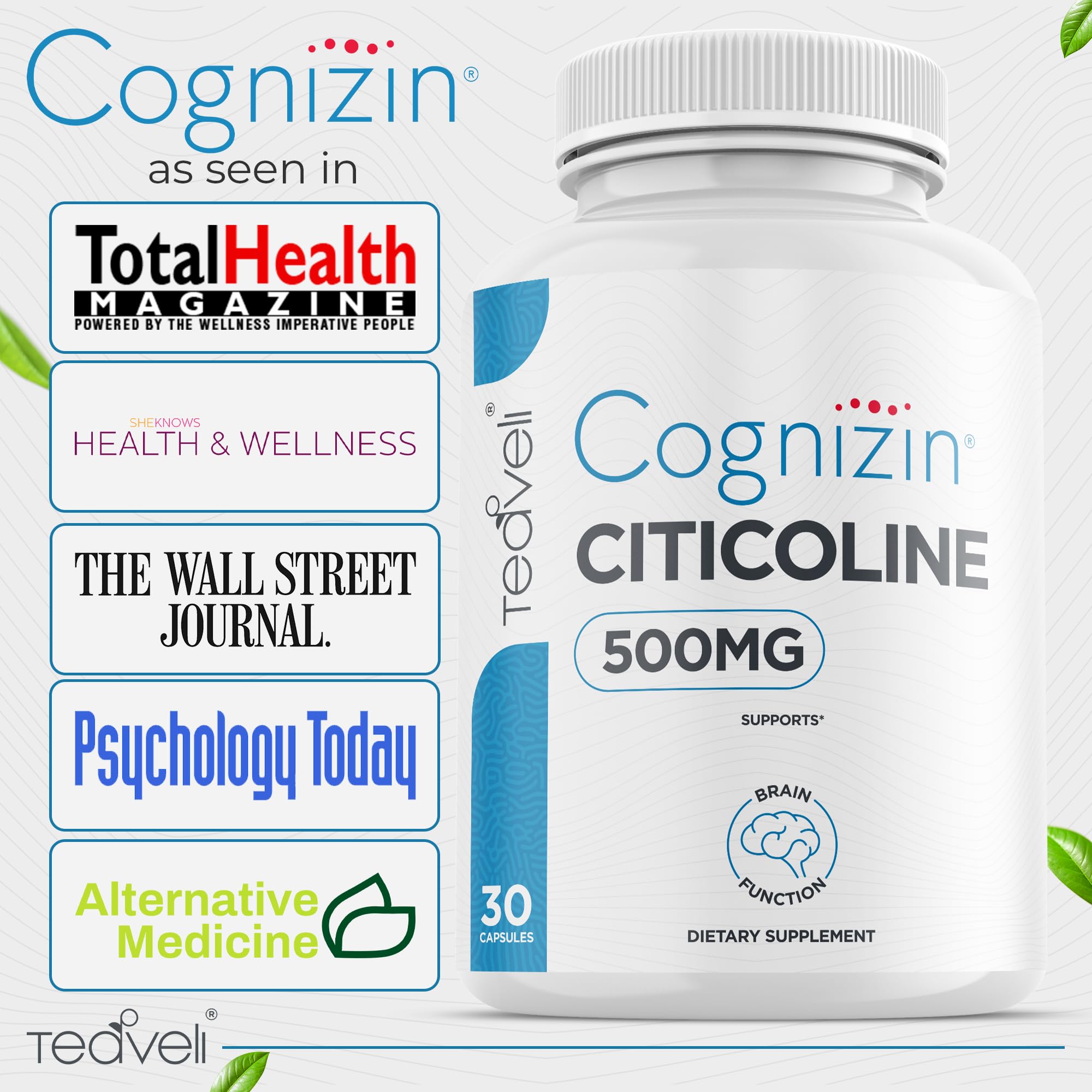 Foto 6 pulgar | Suplemento Teaveli Cognizin Citicolina 500 Mg Para Brain 30 Serv - Venta Internacional.