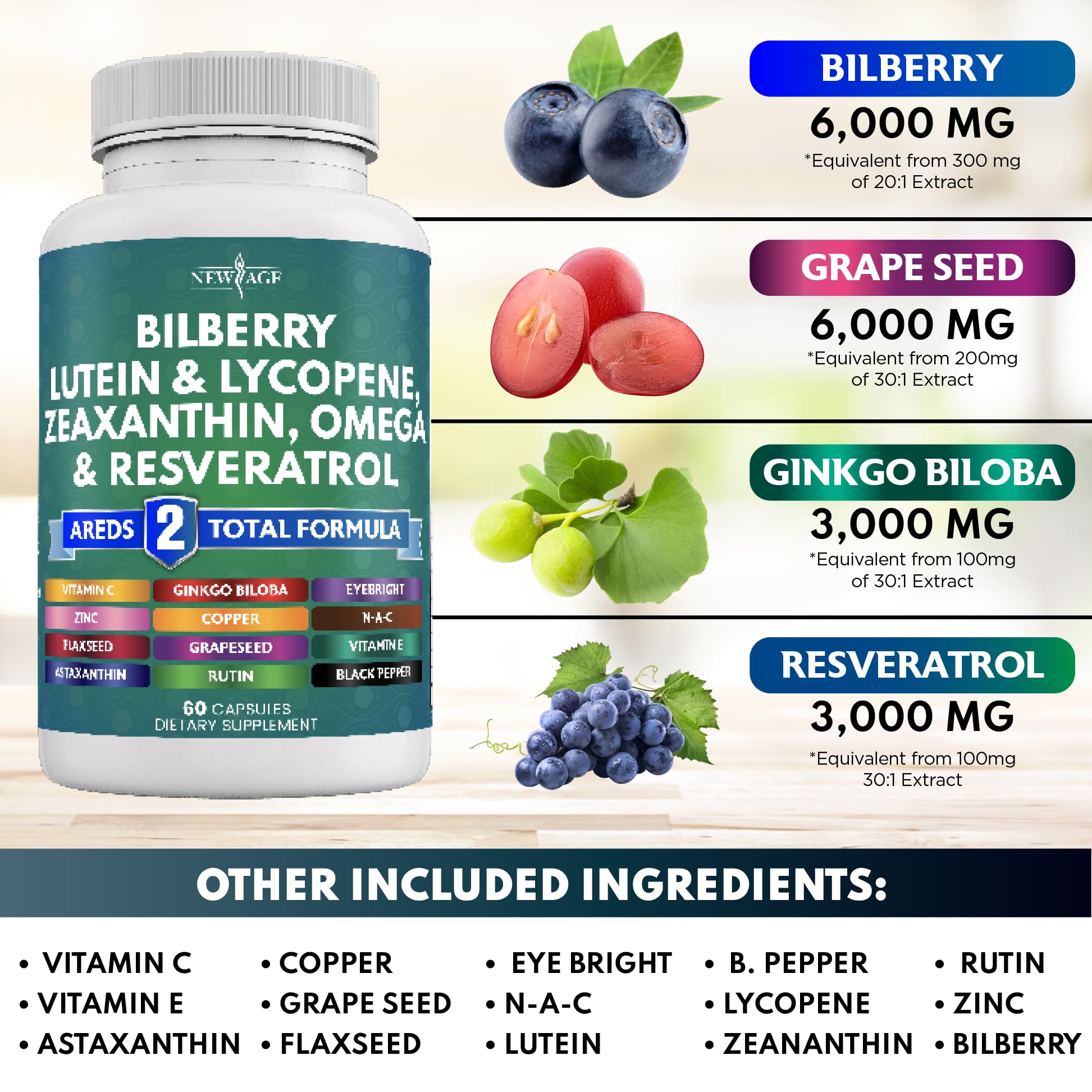 Foto 4 pulgar | Suplemento New Age Eye Health Vitaminas Arándano 6000 Mg - Venta Internacional.