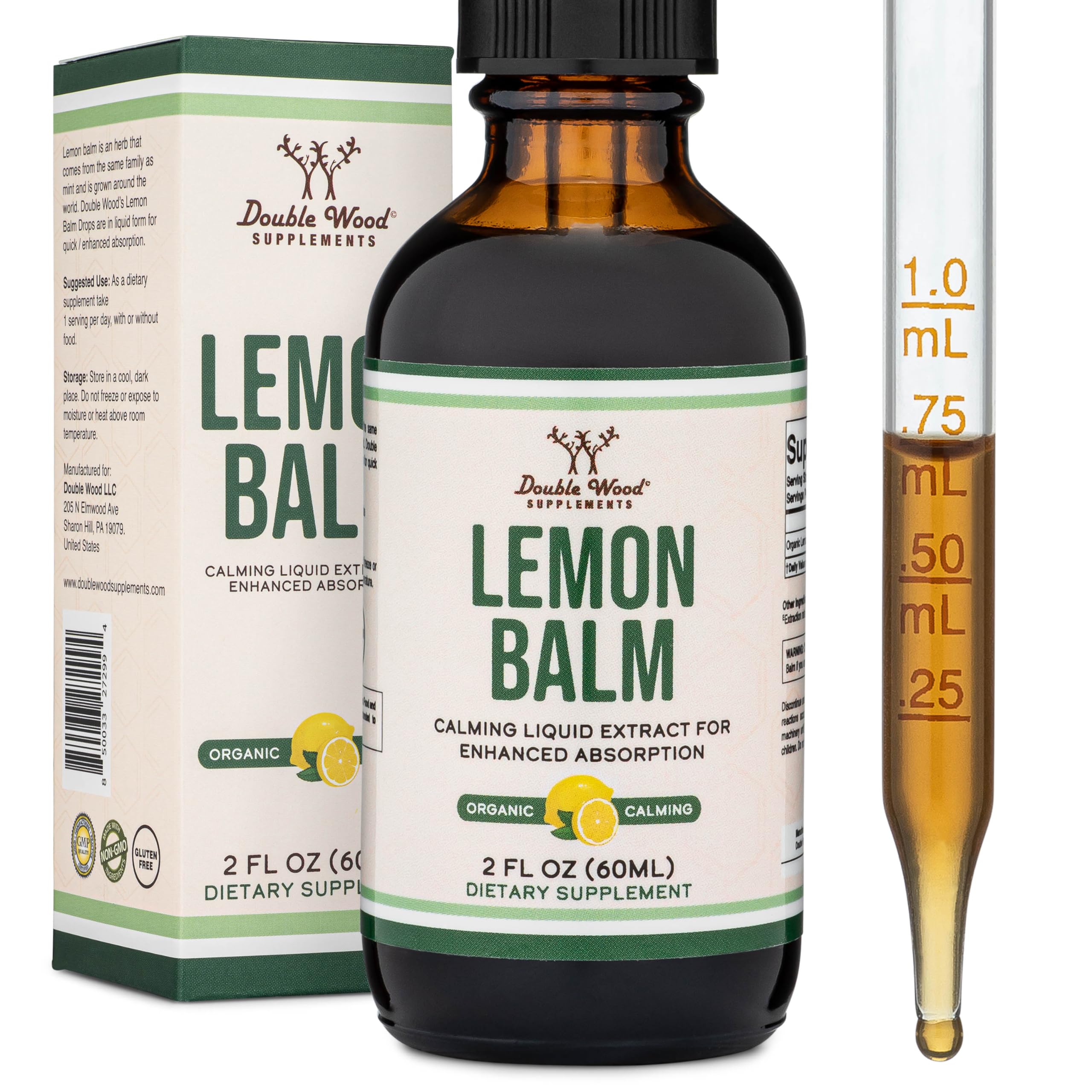 Suplemento Double Wood Supplements, Tintura De Bálsamo De Limón, 60 Ml - Venta Internacional.