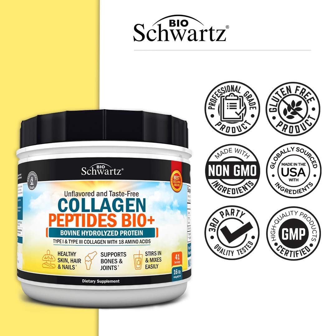 Foto 5 pulgar | Los Péptidos De Colágeno En Polvo Bioschwartz 473 Ml Promueven La Salud - Venta Internacional.