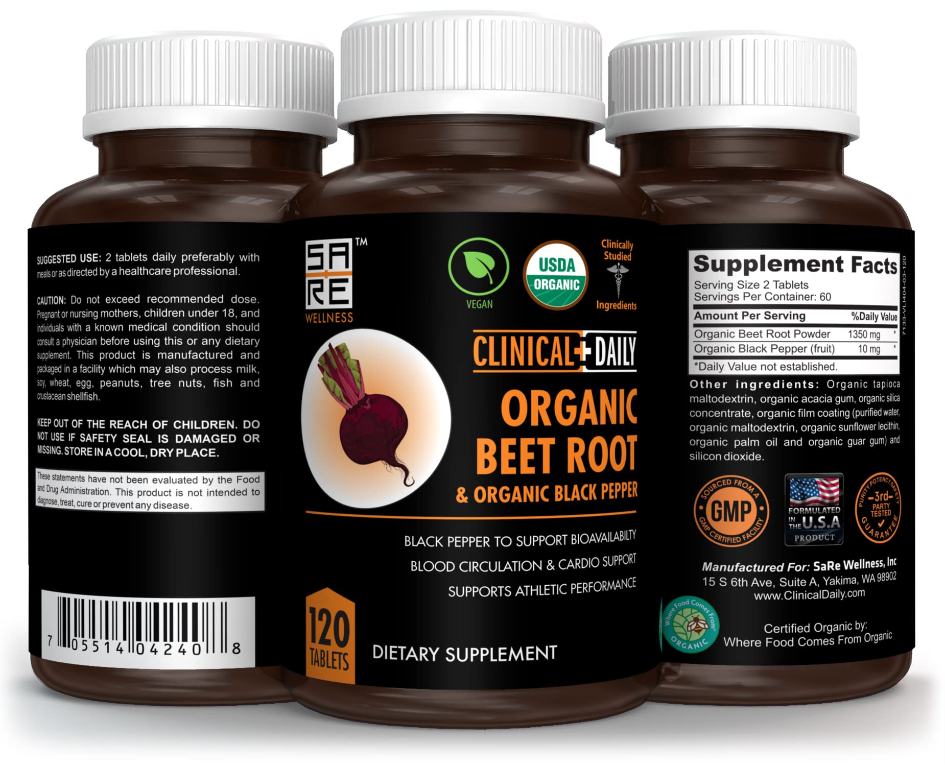 Foto 4 pulgar | Suplemento Clinical Daily Organic Beet Root de 120 Tabletas-Venta Internacional